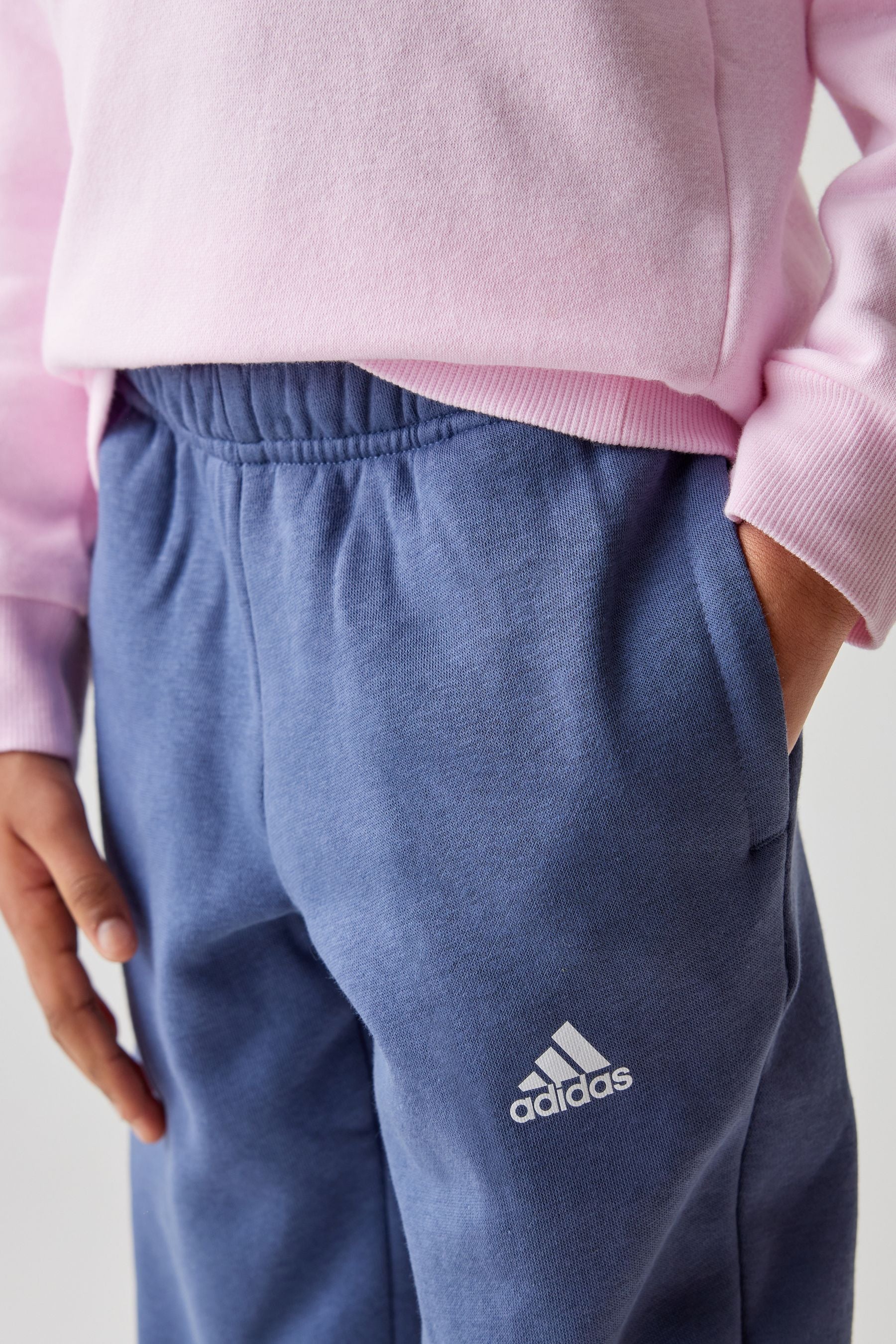 adidas Pink/Blue Sportswear Essentials Logo Fleece Jogger Set