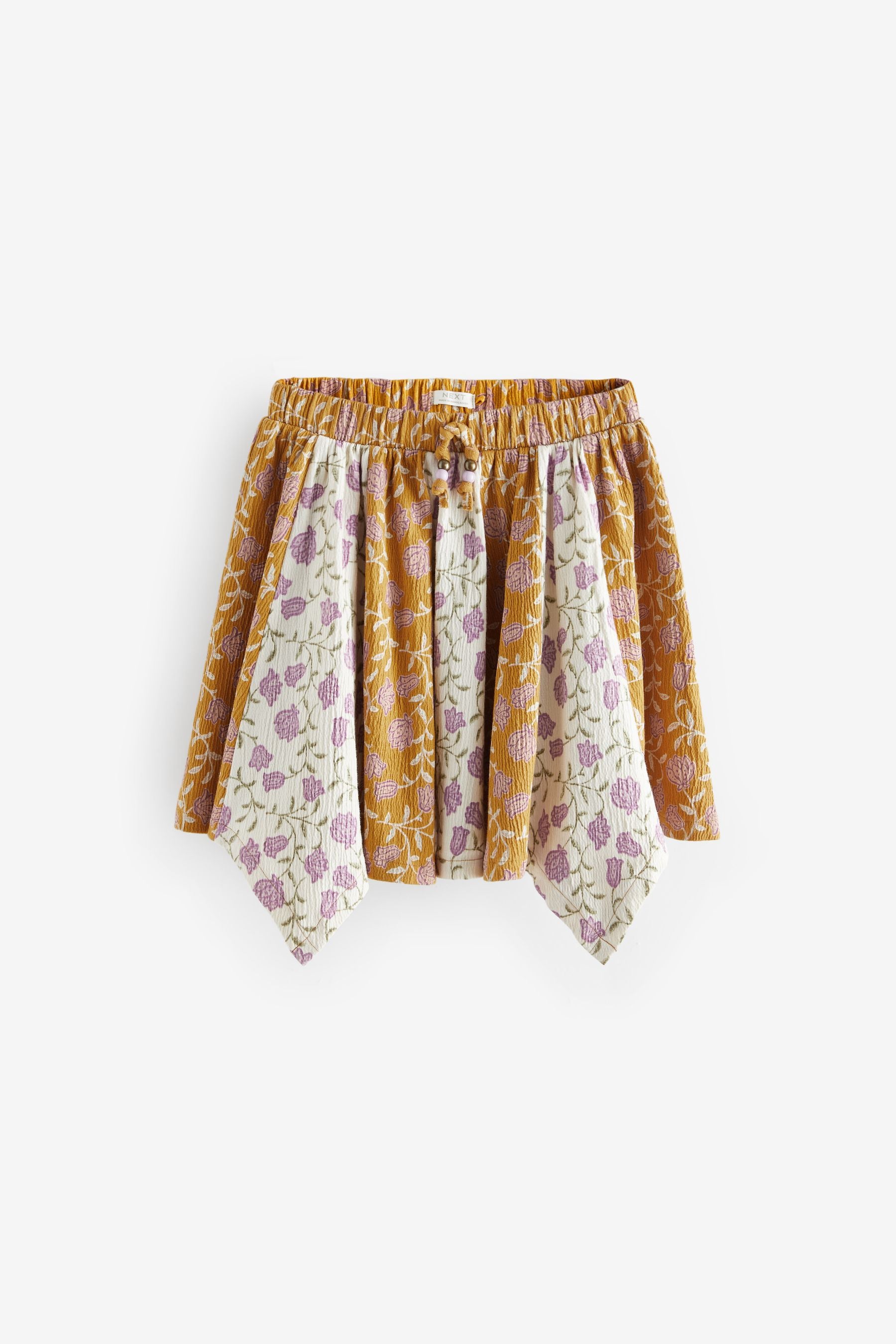 Ochre Yellow Floral Print Skirt (3-16yrs)