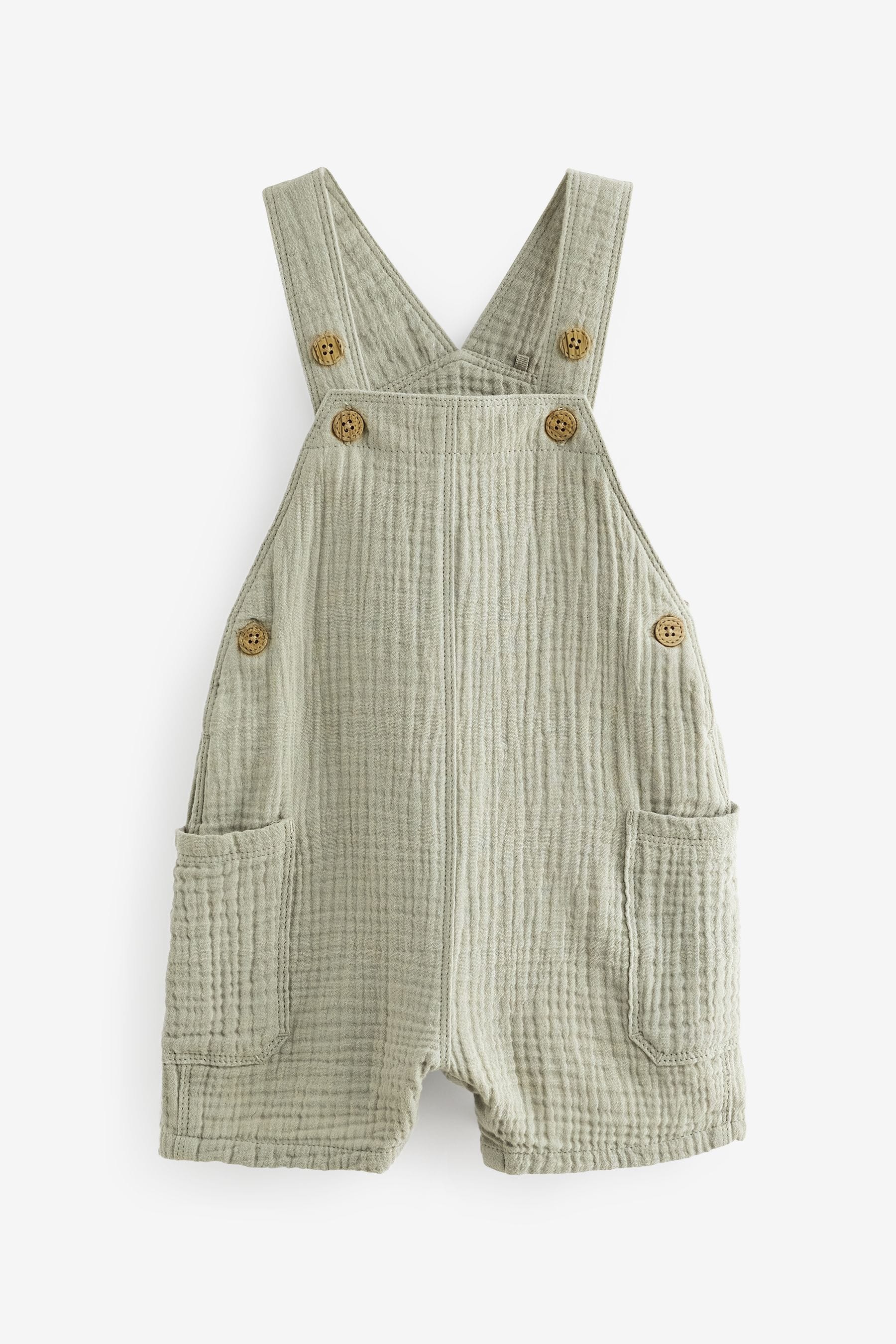 Sage Green Soft Textured Cotton Dungaree (3mths-7yrs)