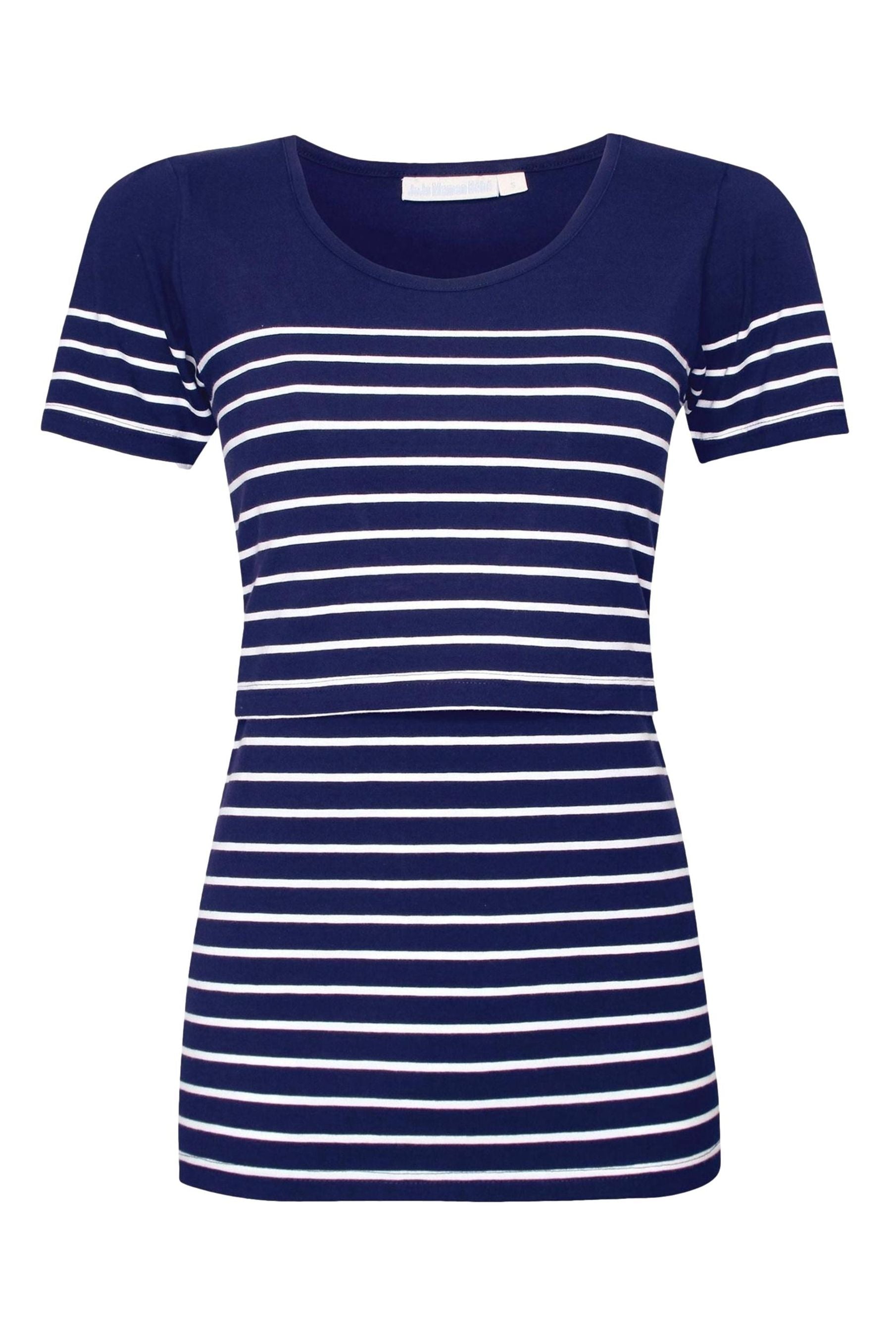 Navy White Stripe JoJo Maman Bébé Breton Stripe Nursing T-Shirt