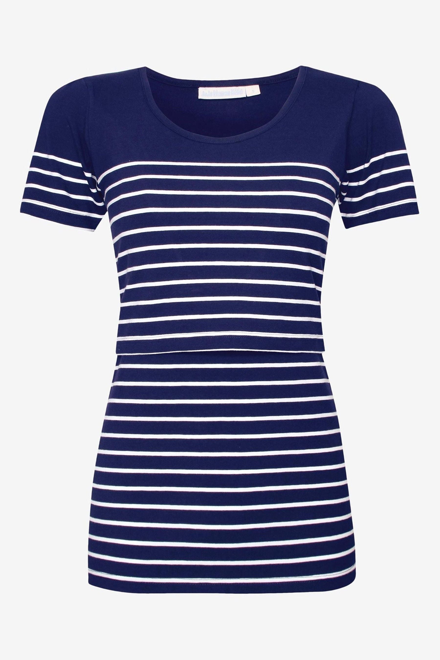 JoJo Maman Bébé Navy White Stripe Breton Stripe Nursing T-Shirt