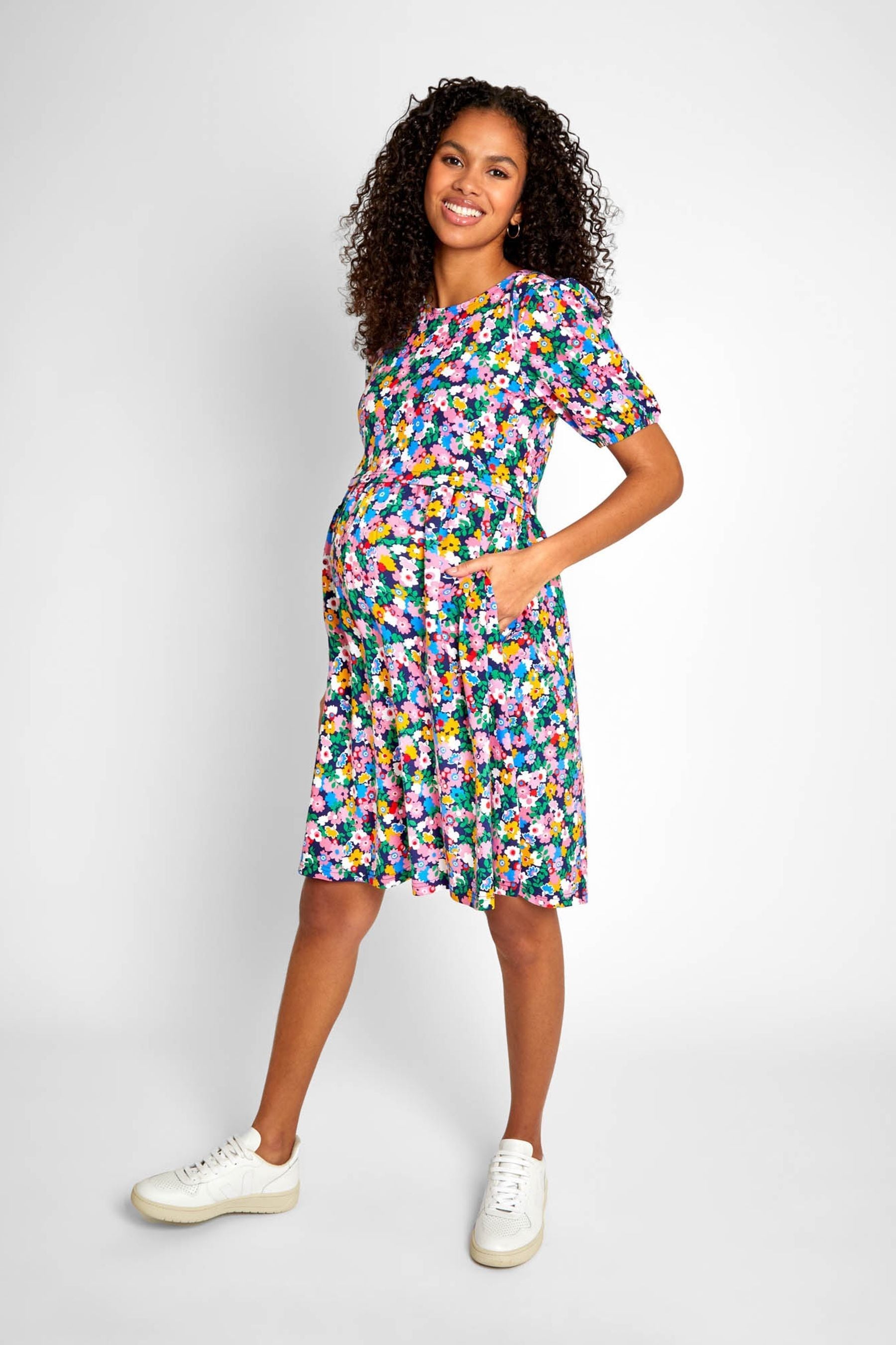 Multi Floral JoJo Maman Bébé Multi Print Maternity & Nursing Dress