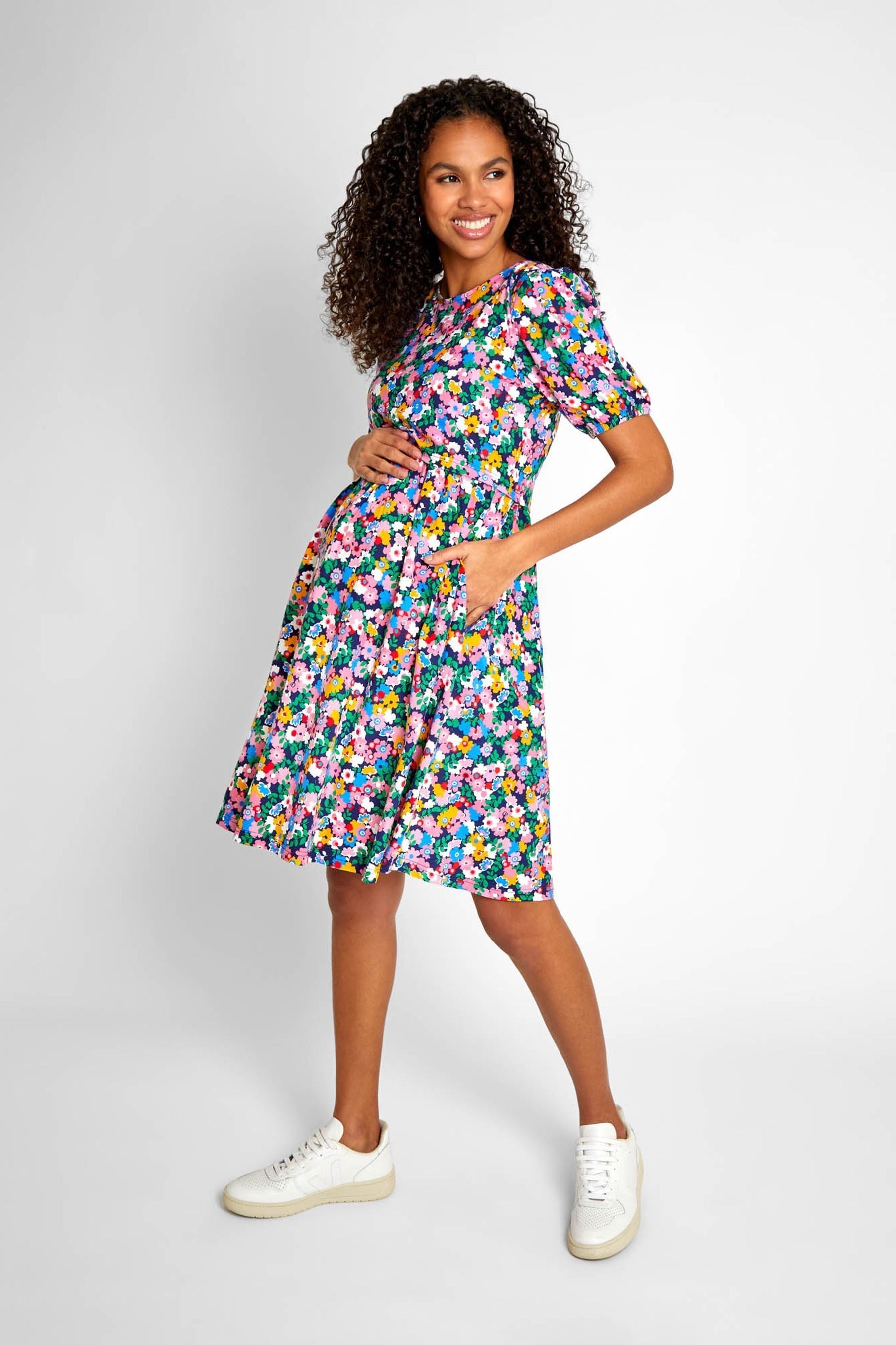 Multi Floral JoJo Maman Bébé Multi Print Maternity & Nursing Dress