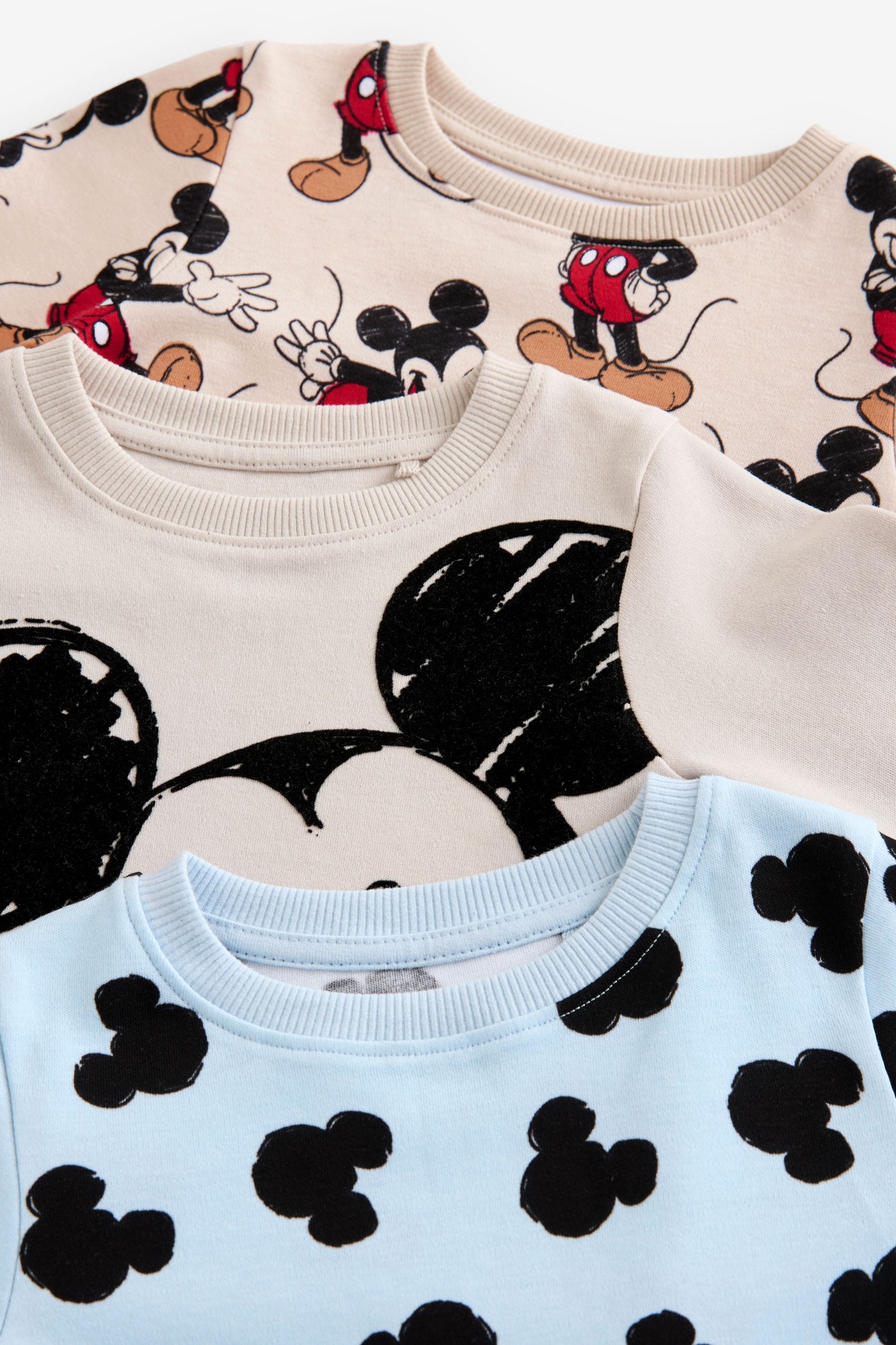 Blue/Ecru Mickey Mouse Snuggle 100% Cotton Pyjamas 3 Pack (9mths-10yrs)