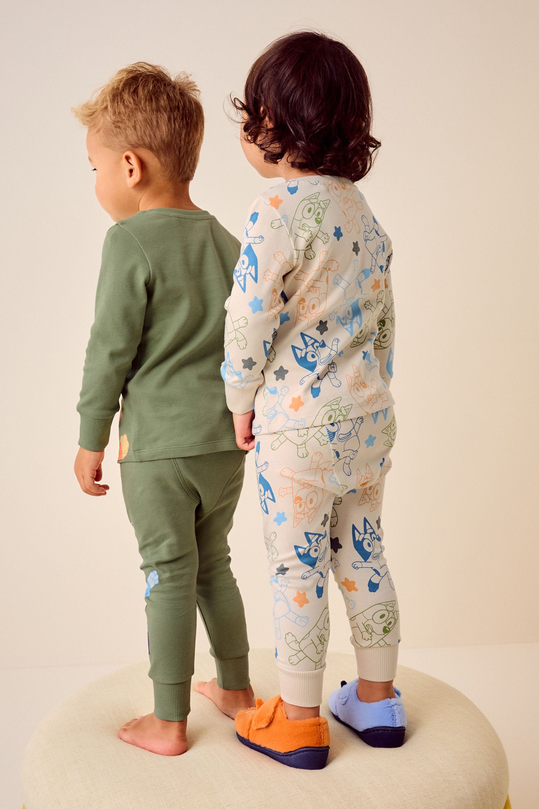 Khaki/Cream Bluey Snuggle 100% Cotton Pyjamas 2 Pack (12mths-9yrs)