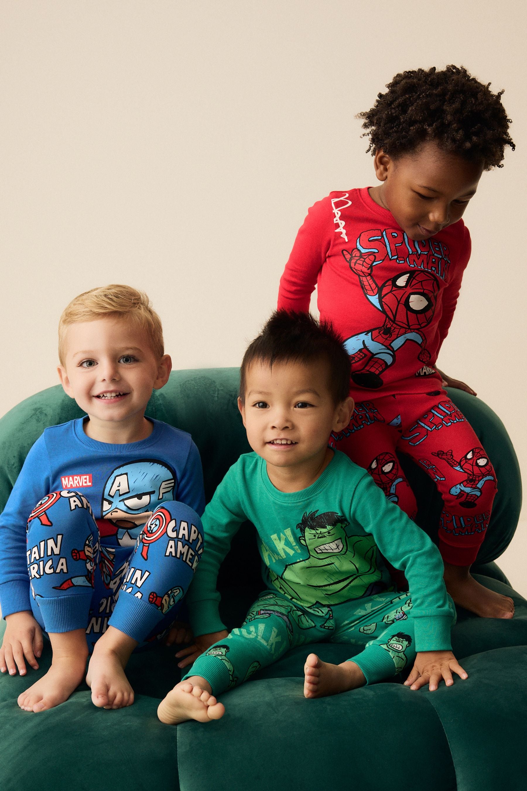 Marvel Red/Green/Blue Snuggle 100% Cotton Pyjamas 3 Pack (9mths-8yrs)