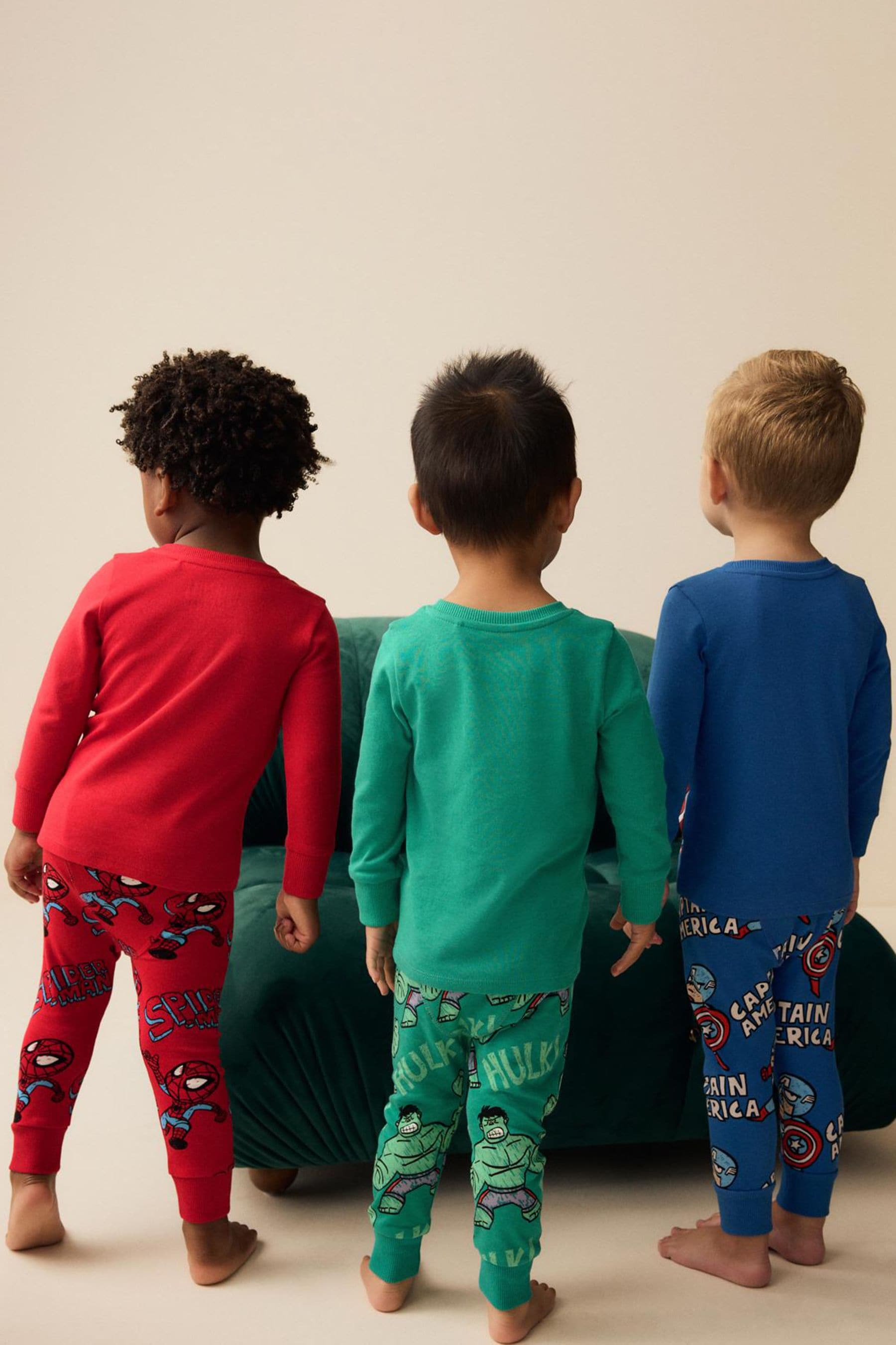 Marvel Red/Green/Blue Snuggle 100% Cotton Pyjamas 3 Pack (9mths-8yrs)