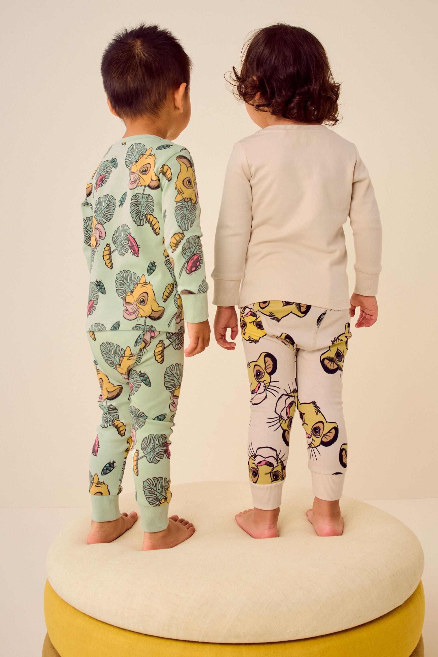 Lion King Green/Ecru Cream 100% Cotton Snuggle Pyjamas 2 Pack (9mths-9yrs)