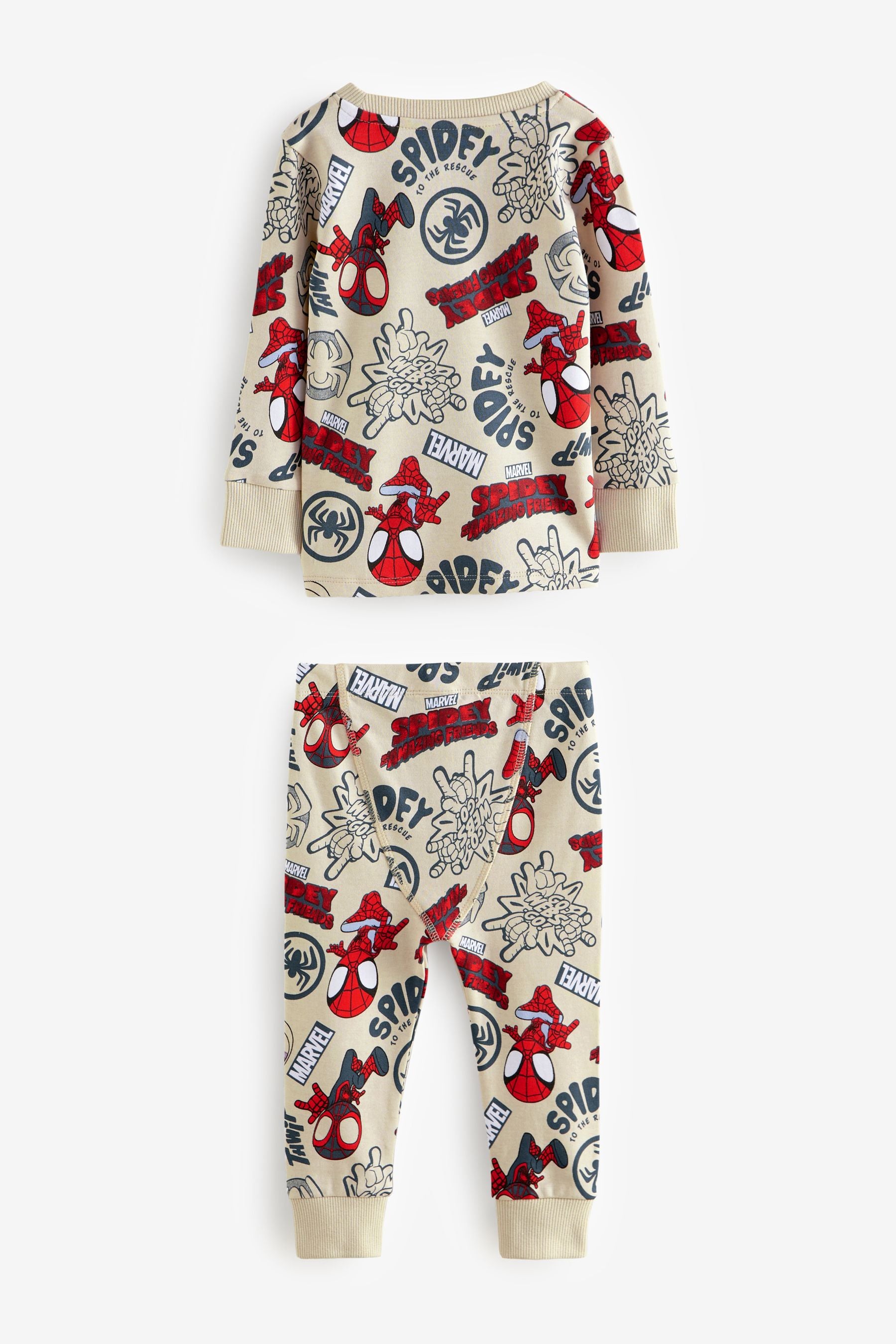 Spidey and Friends Red/Ecru Cream Snuggle Pyjamas 2 Pack (12mths-8yrs)