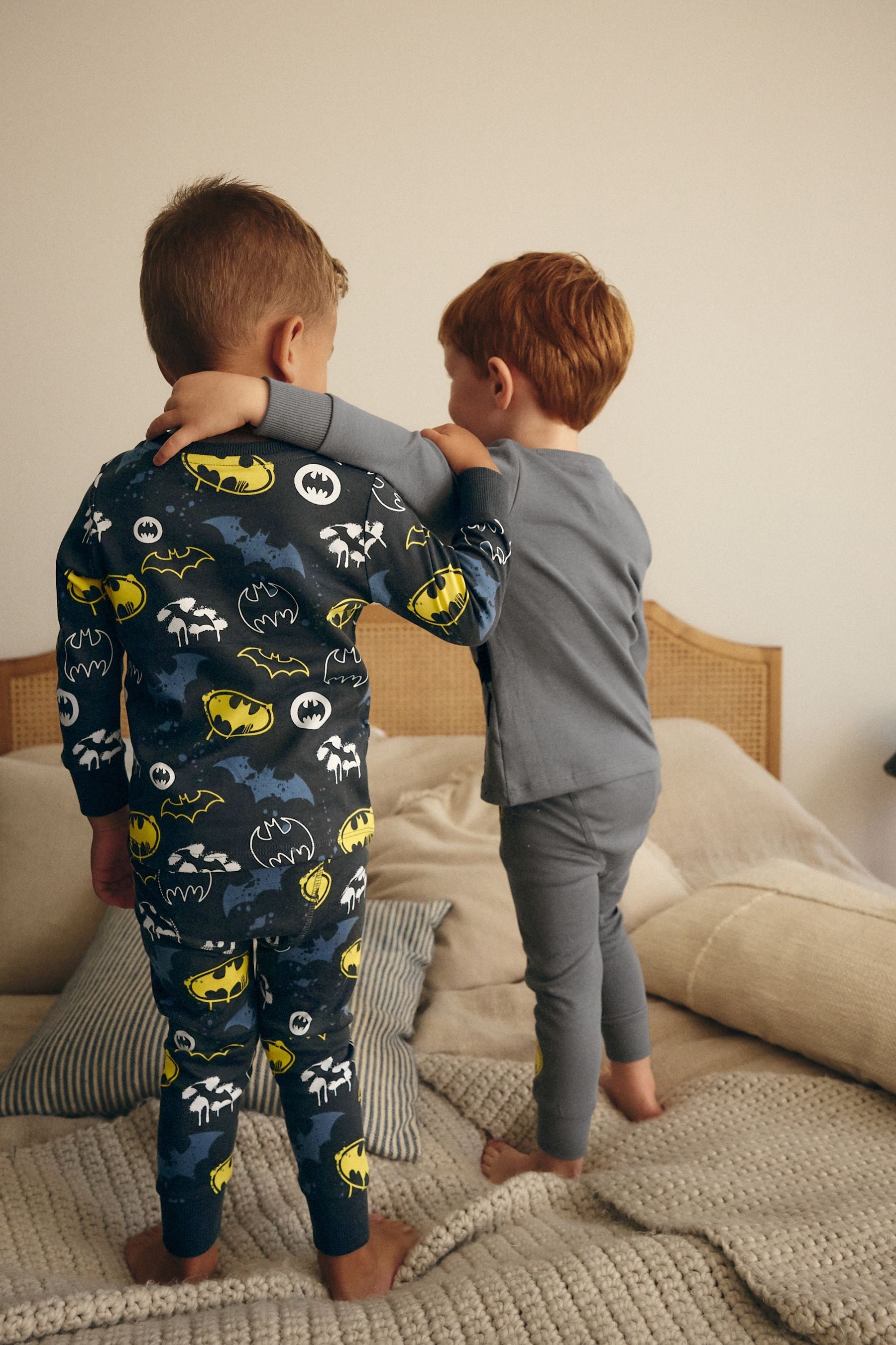 Black/Grey/Yellow Batman 2 Pack 100% Cotton Snuggle Pyjamas (9mths-10yrs)