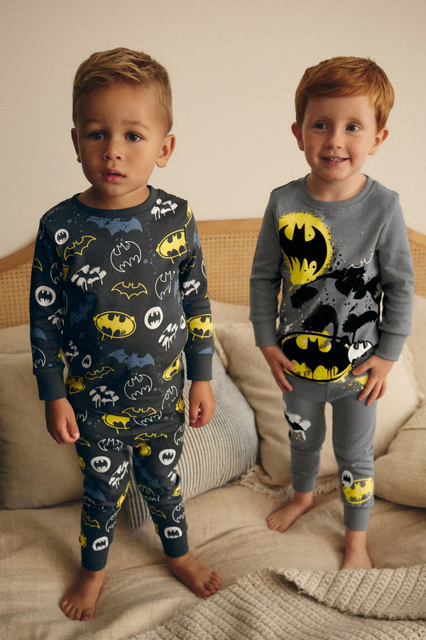 Black/Grey/Yellow Batman 2 Pack 100% Cotton Snuggle Pyjamas (9mths-10yrs)