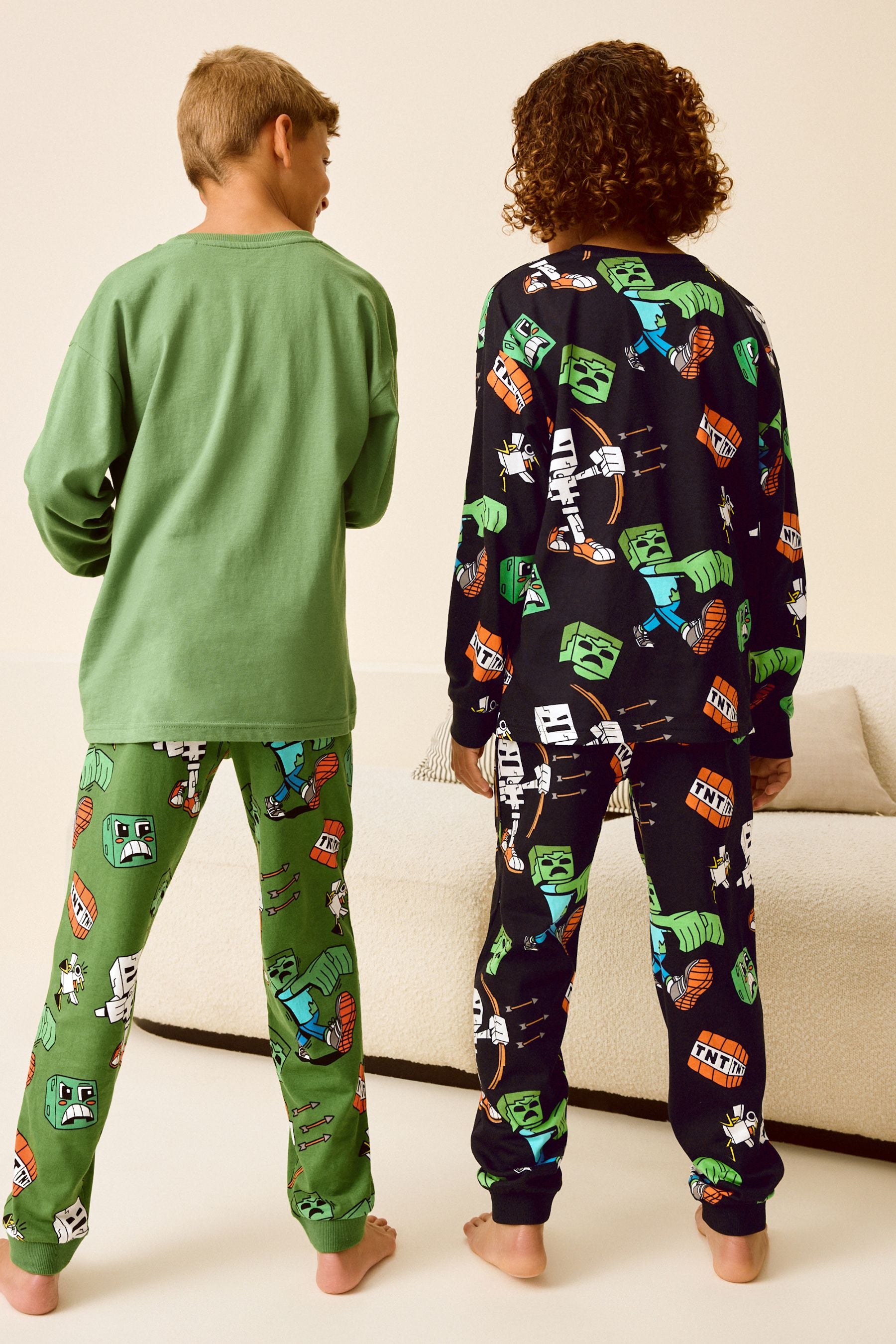 Black/Green Minecraft License Pyjamas 2 Pack (5-16yrs)