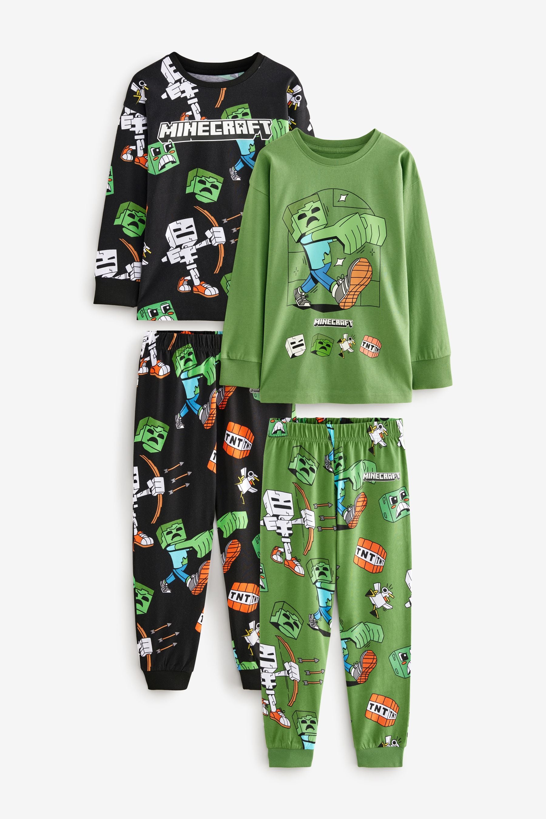 Black/Green Minecraft License Pyjamas 2 Pack (5-16yrs)