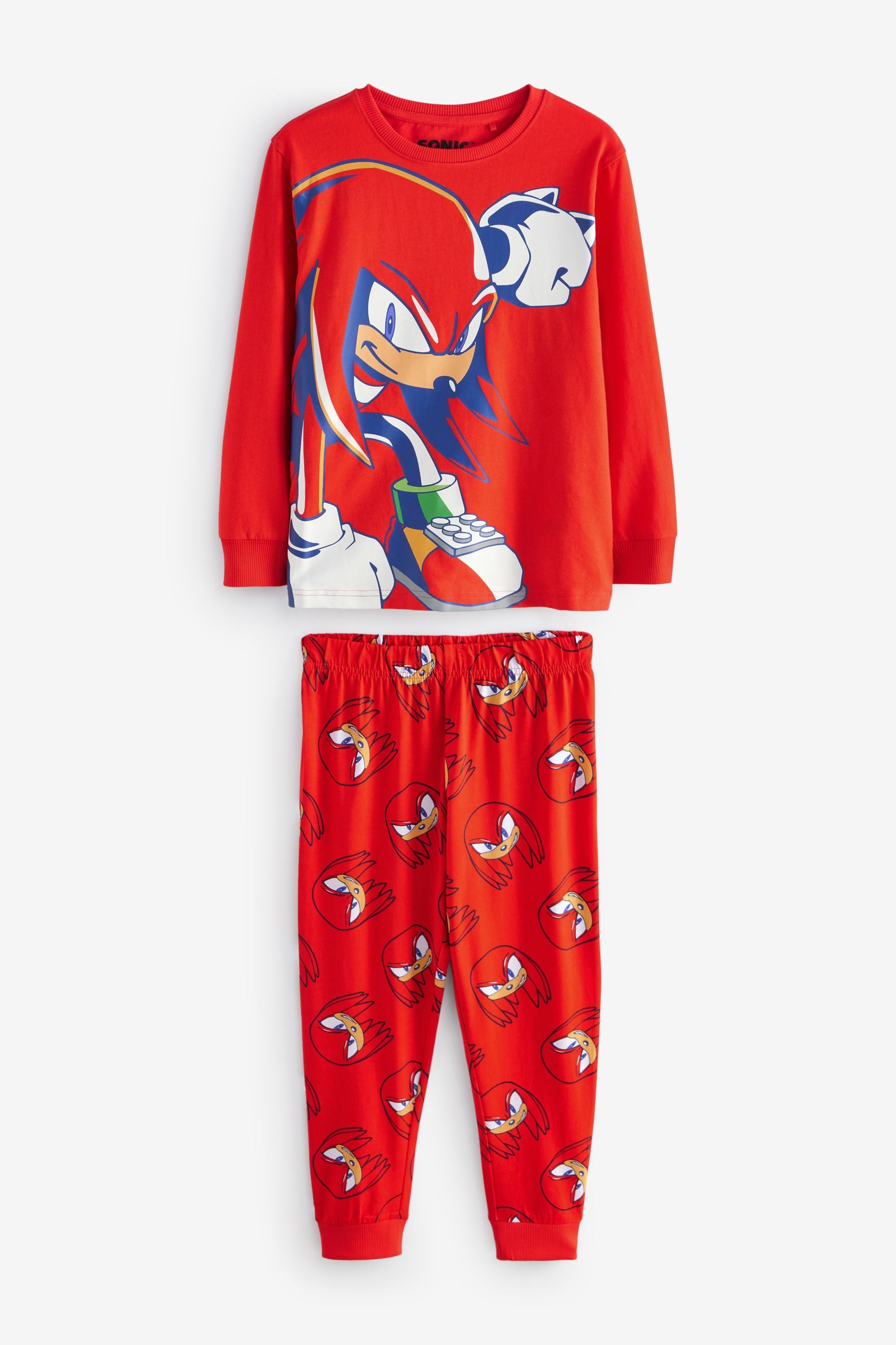 Blue/Red Sonic and Knuckles Long Leg 100% Cotton Pyjamas 2 Pack (3-14yrs)