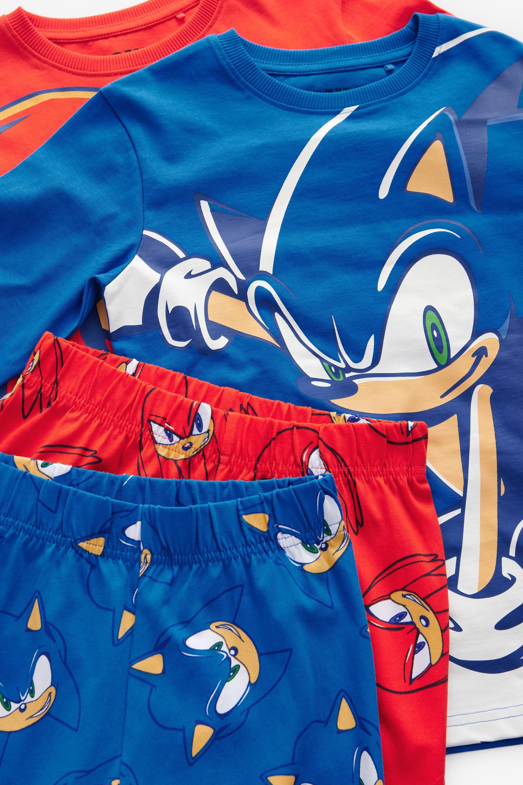 Blue/Red Sonic and Knuckles Long Leg 100% Cotton Pyjamas 2 Pack (3-14yrs)