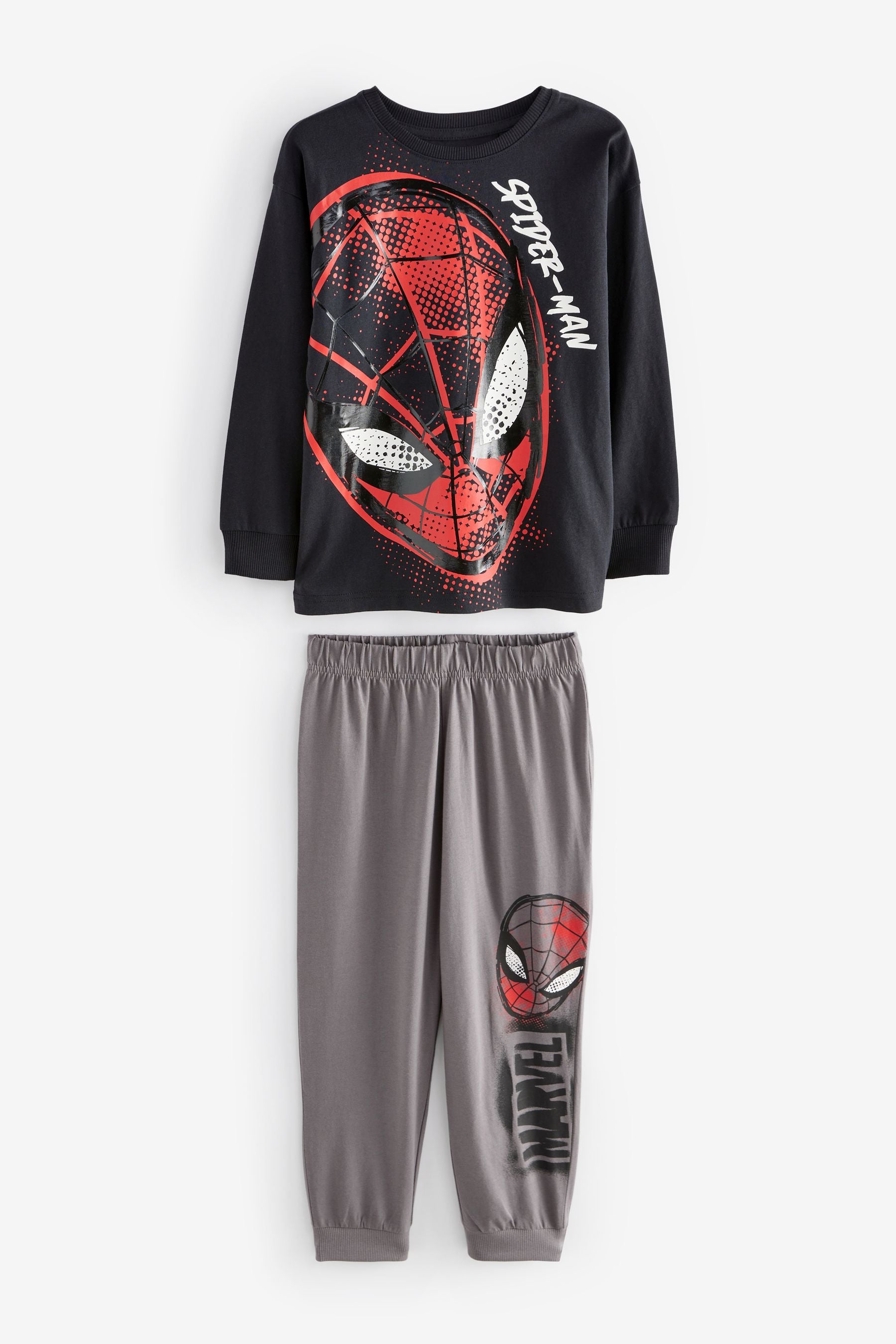 Black/Grey Spiderma Single Long Leg Pyjamas (3-16yrs)