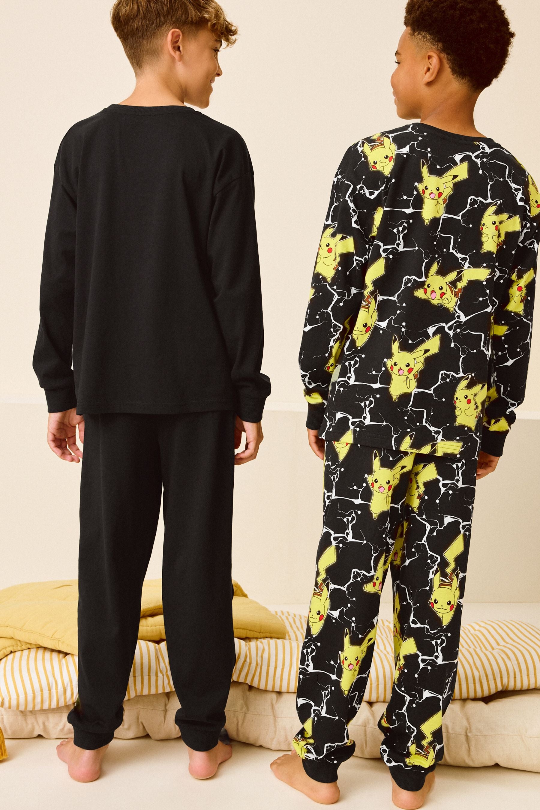 Pok?©mon Yellow/Black 100% Cotton Long Sleeve Pyjamas 2 Pack (4-16yrs)