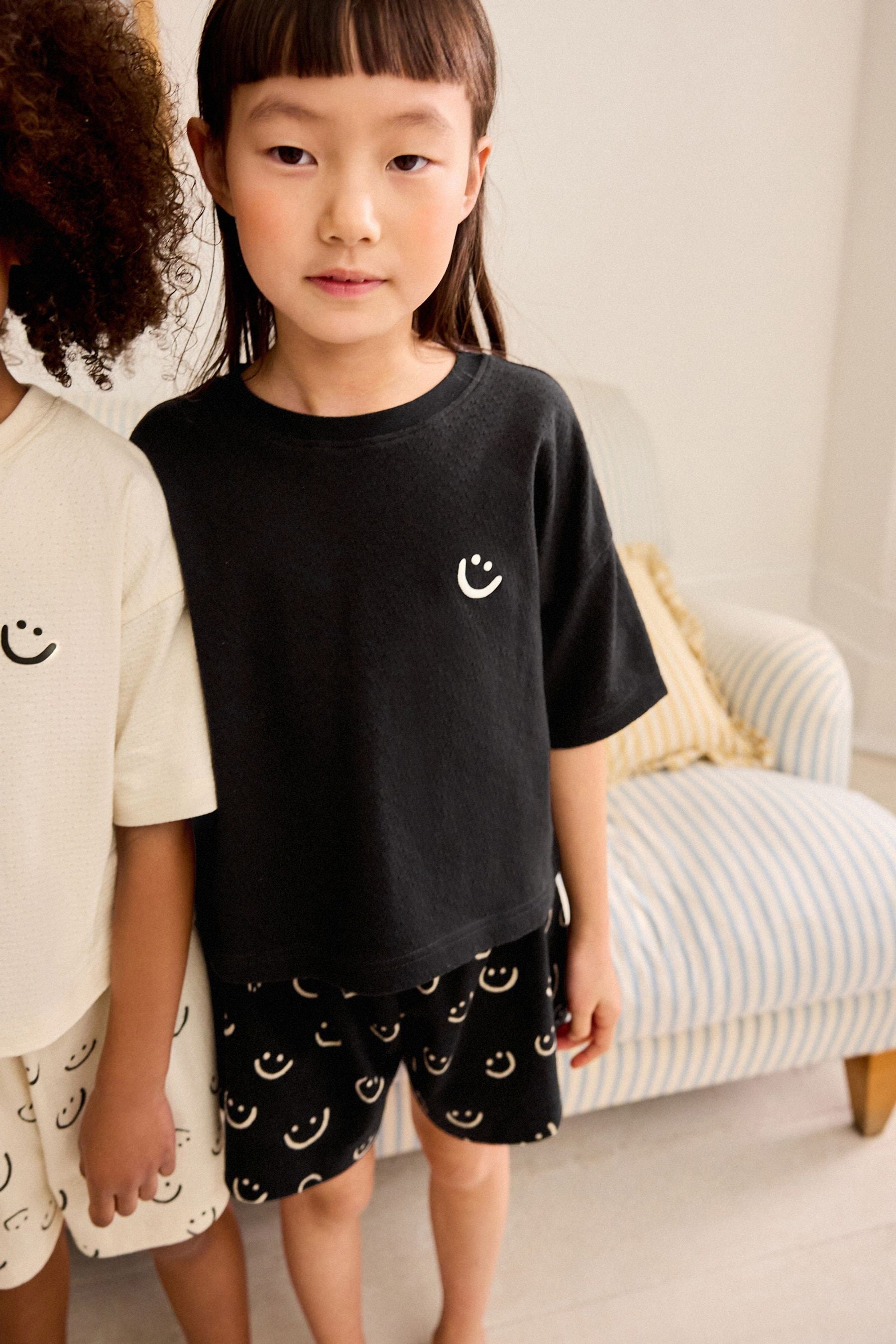 Black/White Smile Short Pyjamas 2 Pack (3-16yrs)