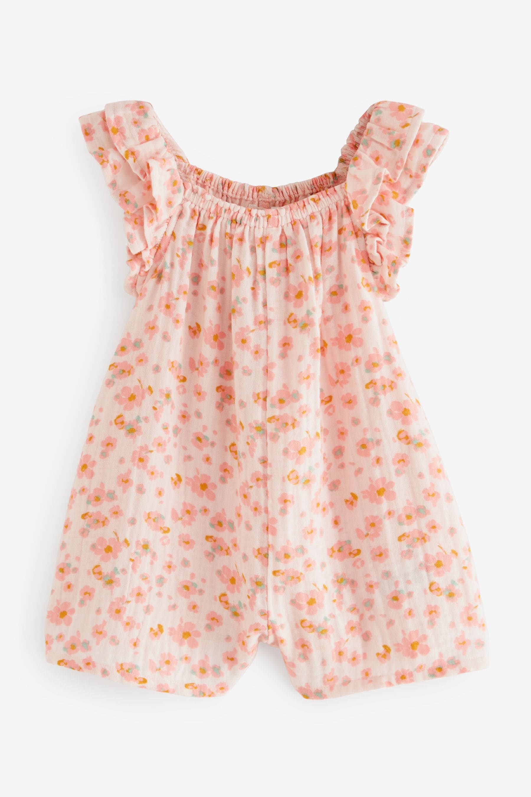 Pink Floral Print 100% Cotton Playsuit (3mths-7yrs)