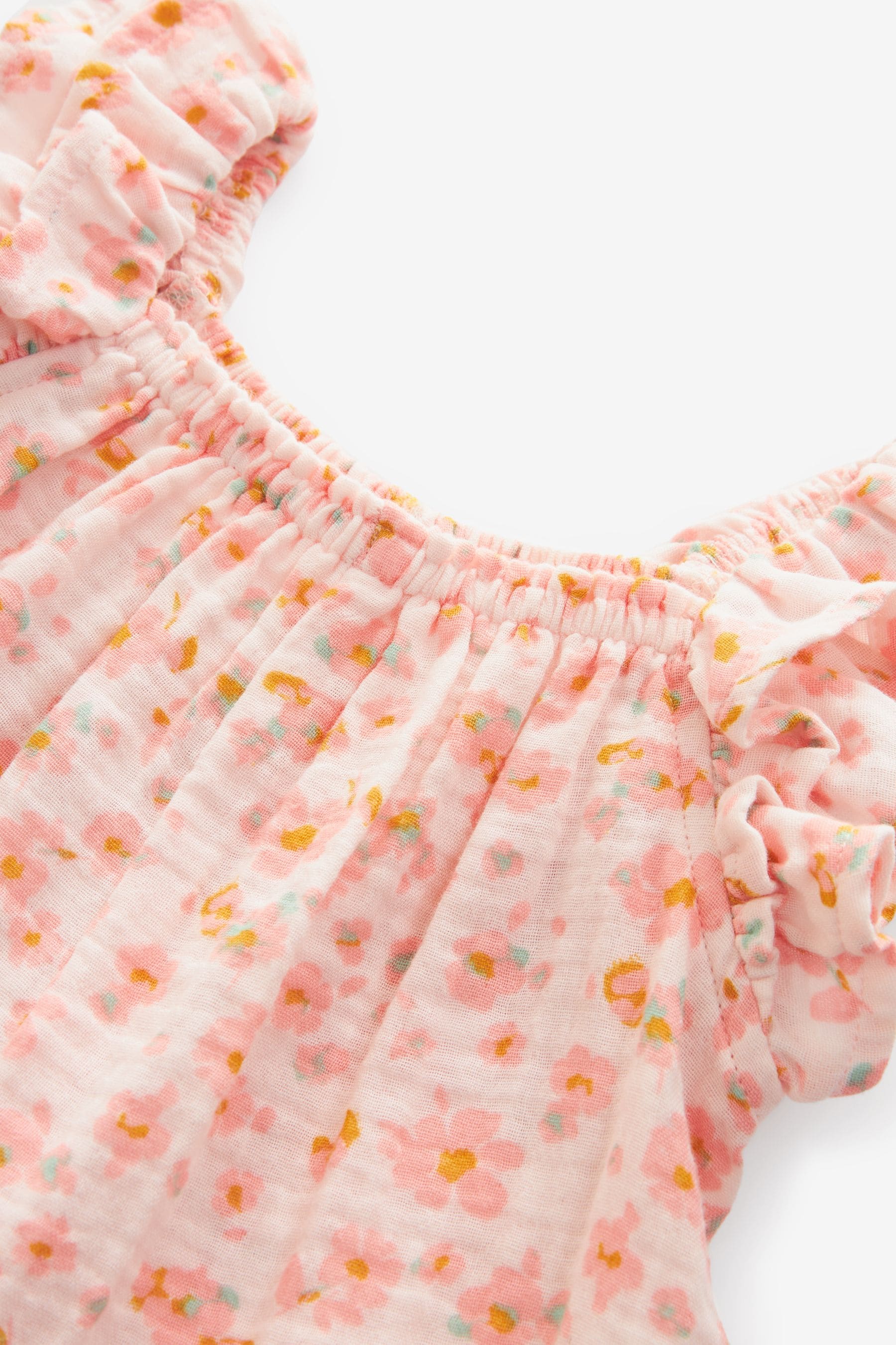 Pink Floral Print 100% Cotton Playsuit (3mths-7yrs)