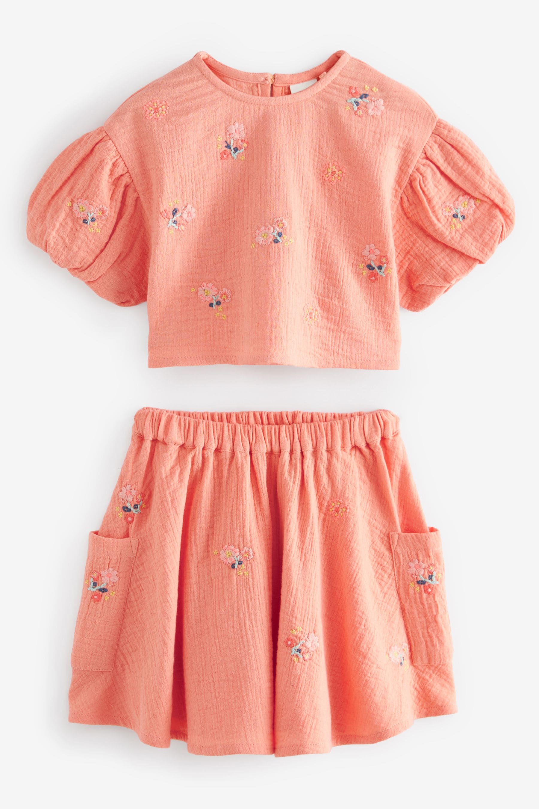 Peach Pink 100% Cotton Top & Skirt Set (3mths-7yrs)