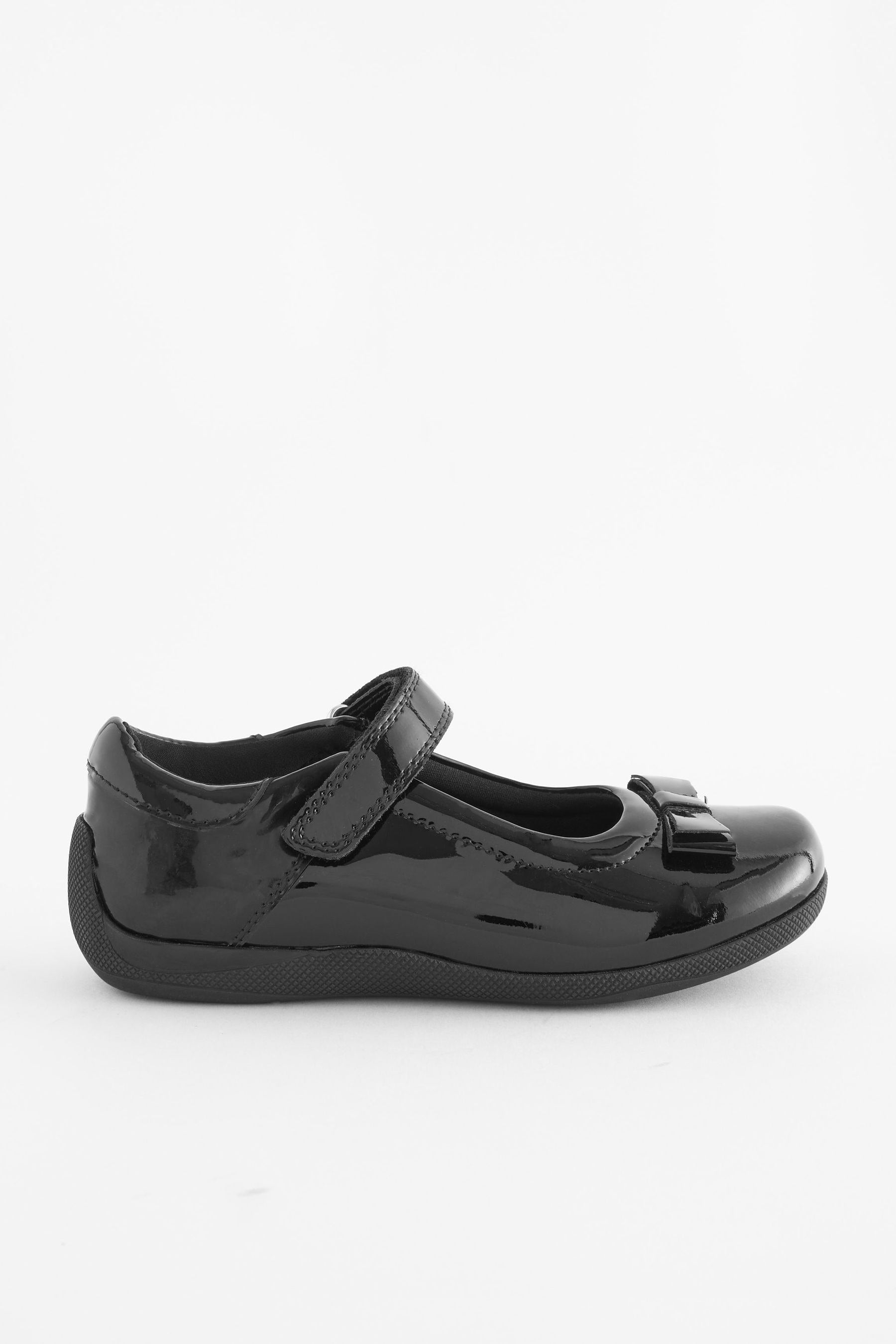 Black Patent Standard Fit (F) School Leather Junior Bow Mary Jane Shoes