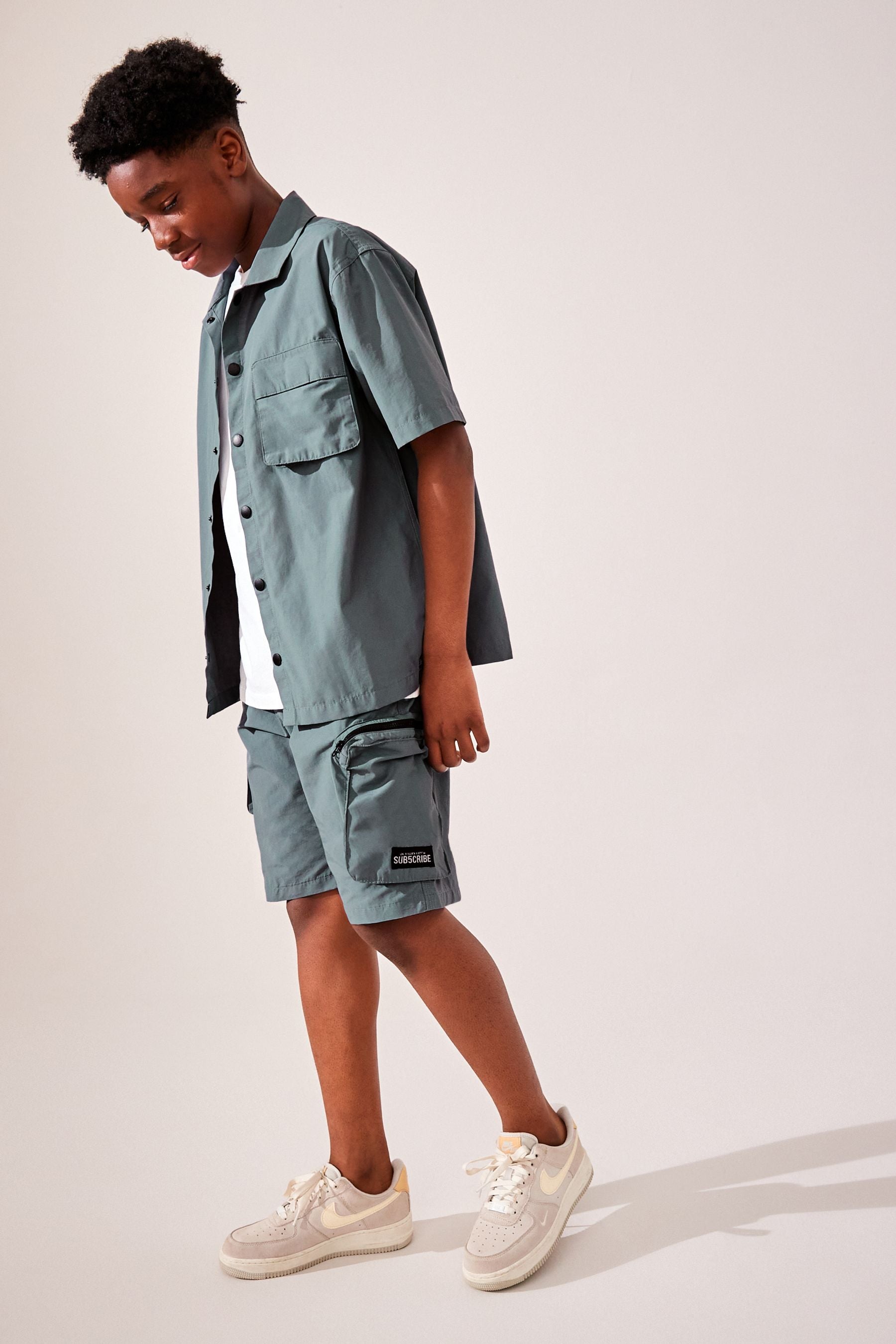 Blue Short Sleeve Utility Shirt & Shorts Set (3-16yrs)