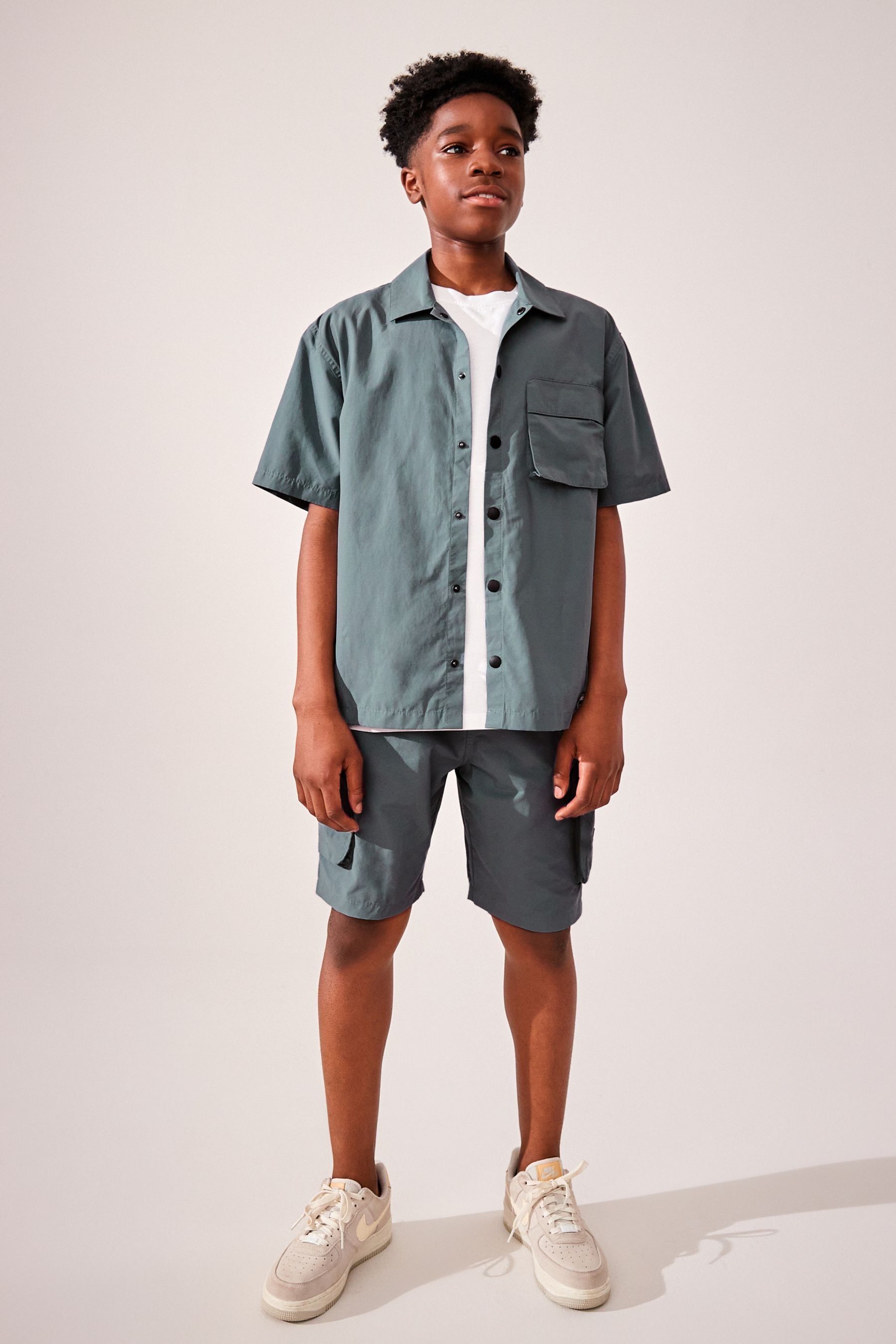 Blue Short Sleeve Utility Shirt & Shorts Set (3-16yrs)