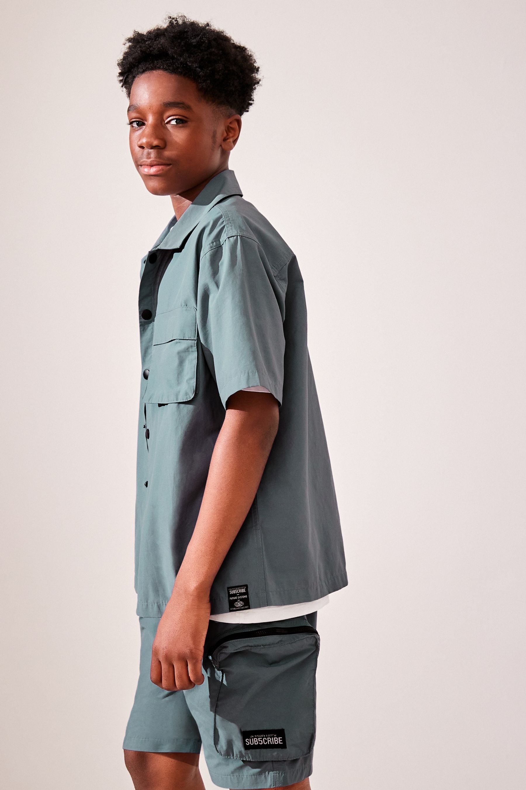 Blue Short Sleeve Utility Shirt & Shorts Set (3-16yrs)