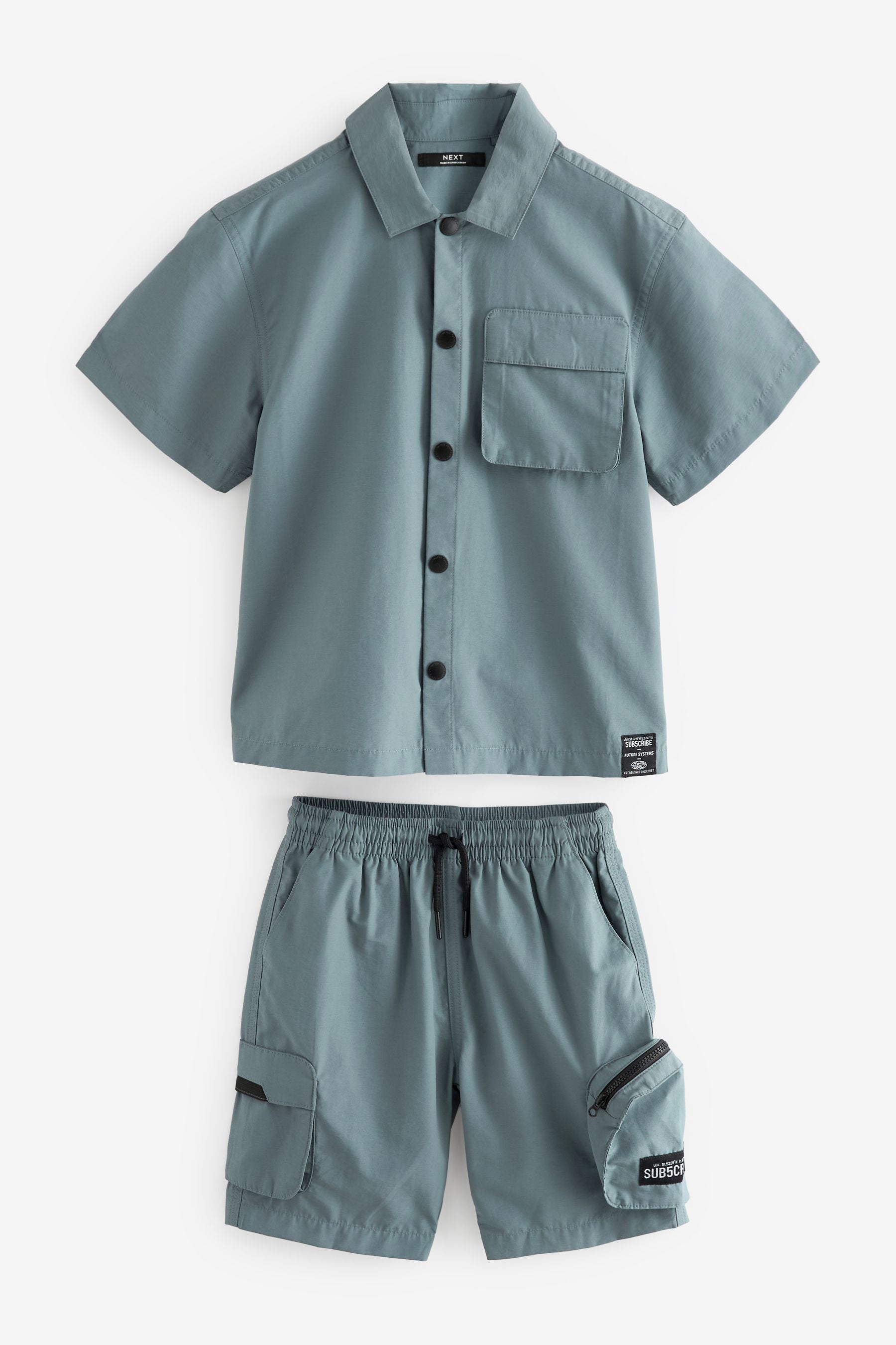 Blue Short Sleeve Utility Shirt & Shorts Set (3-16yrs)