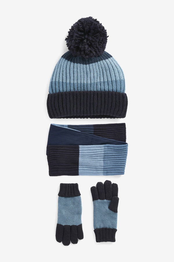 Mineral Blue Hat, Scarf and Gloves Set (3-16yrs)