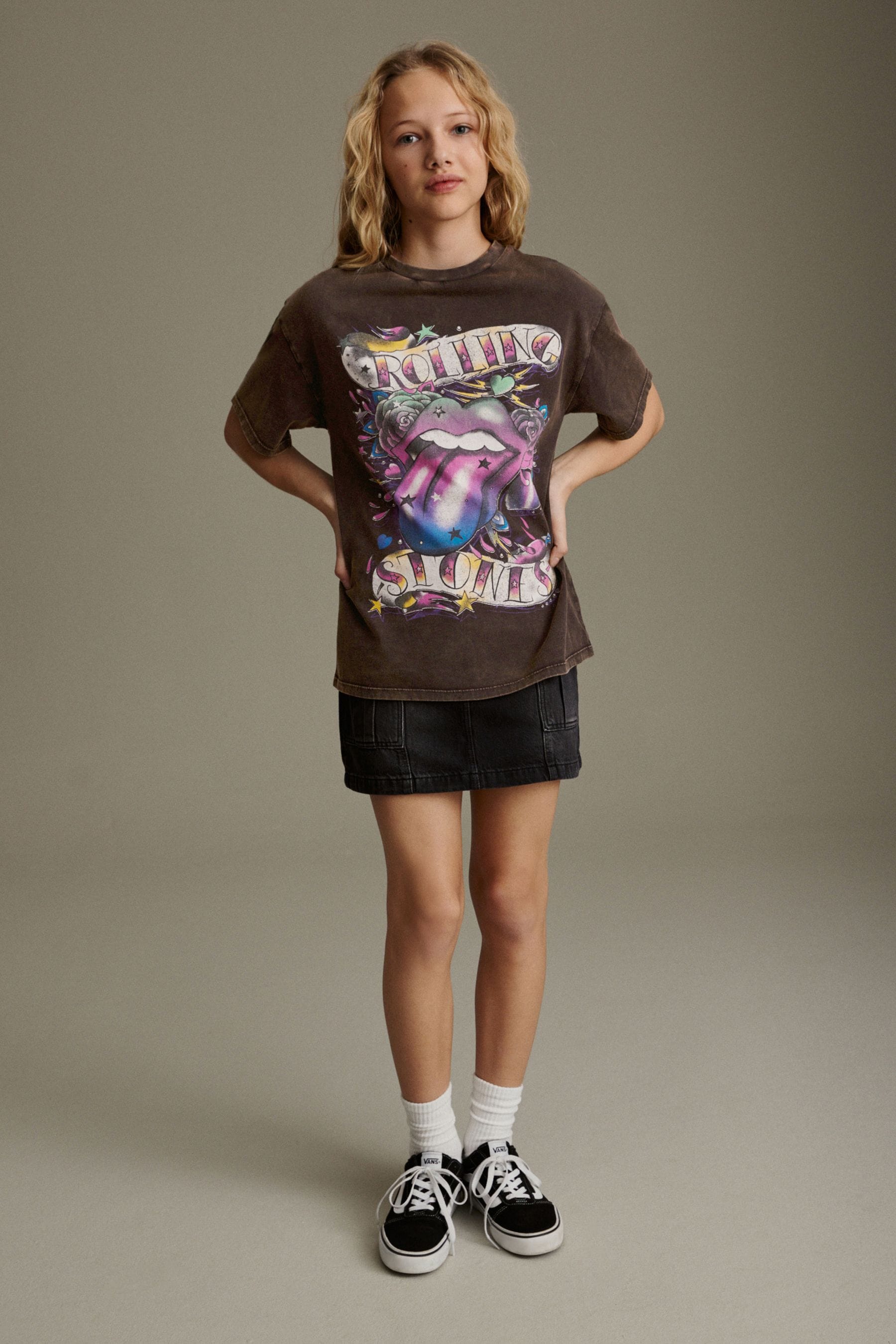 Grey Oversized Rolling Stones 100% Cotton T-Shirt (3-16yrs)