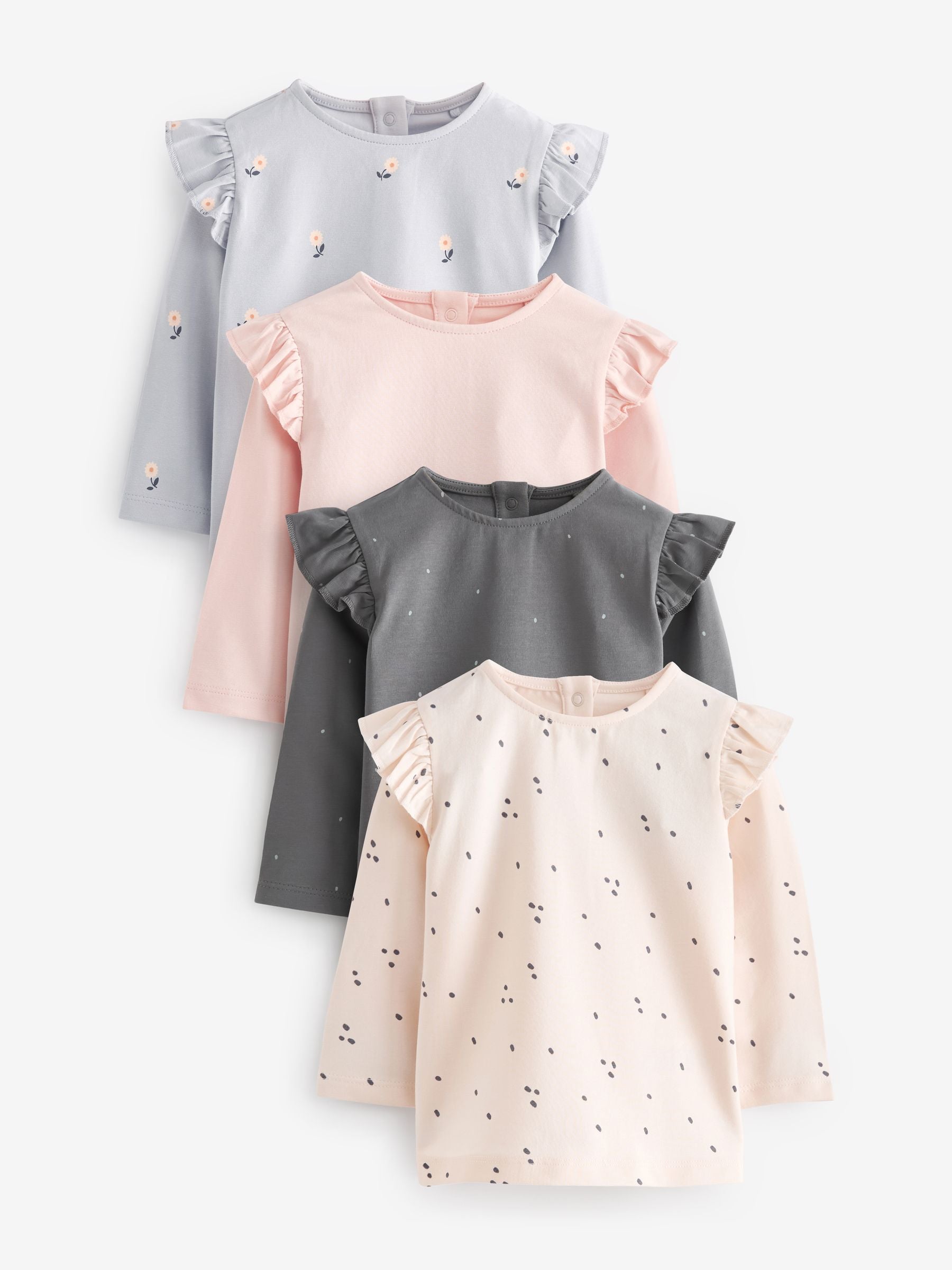 Pink/Grey Baby Long Sleeve Tops 4 Pack