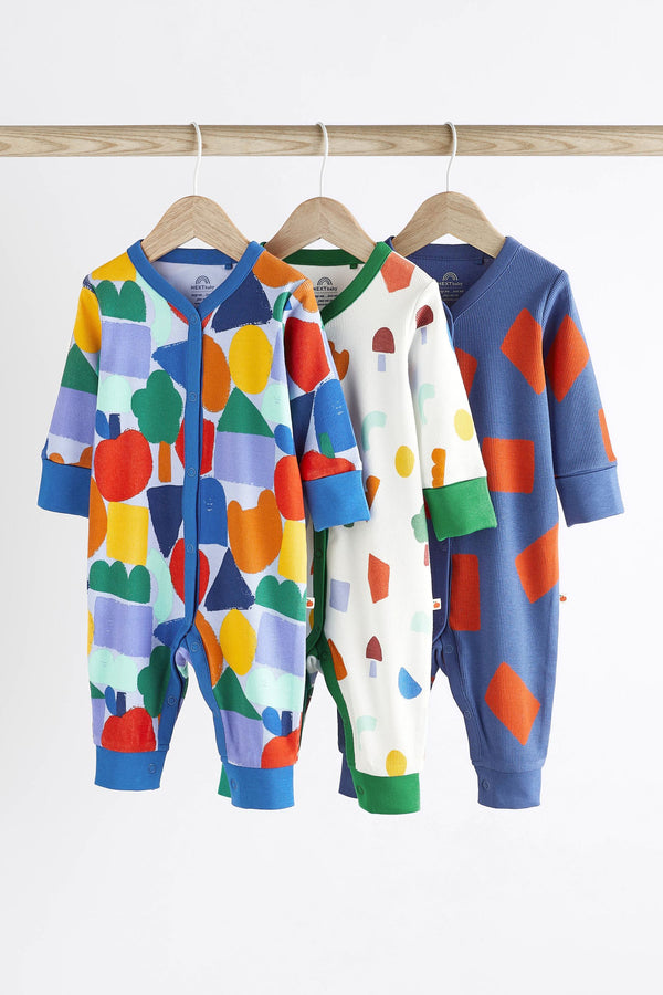 Blue Rainbow Footless Baby Sleepsuit 3 Pack (0mths-3yrs)