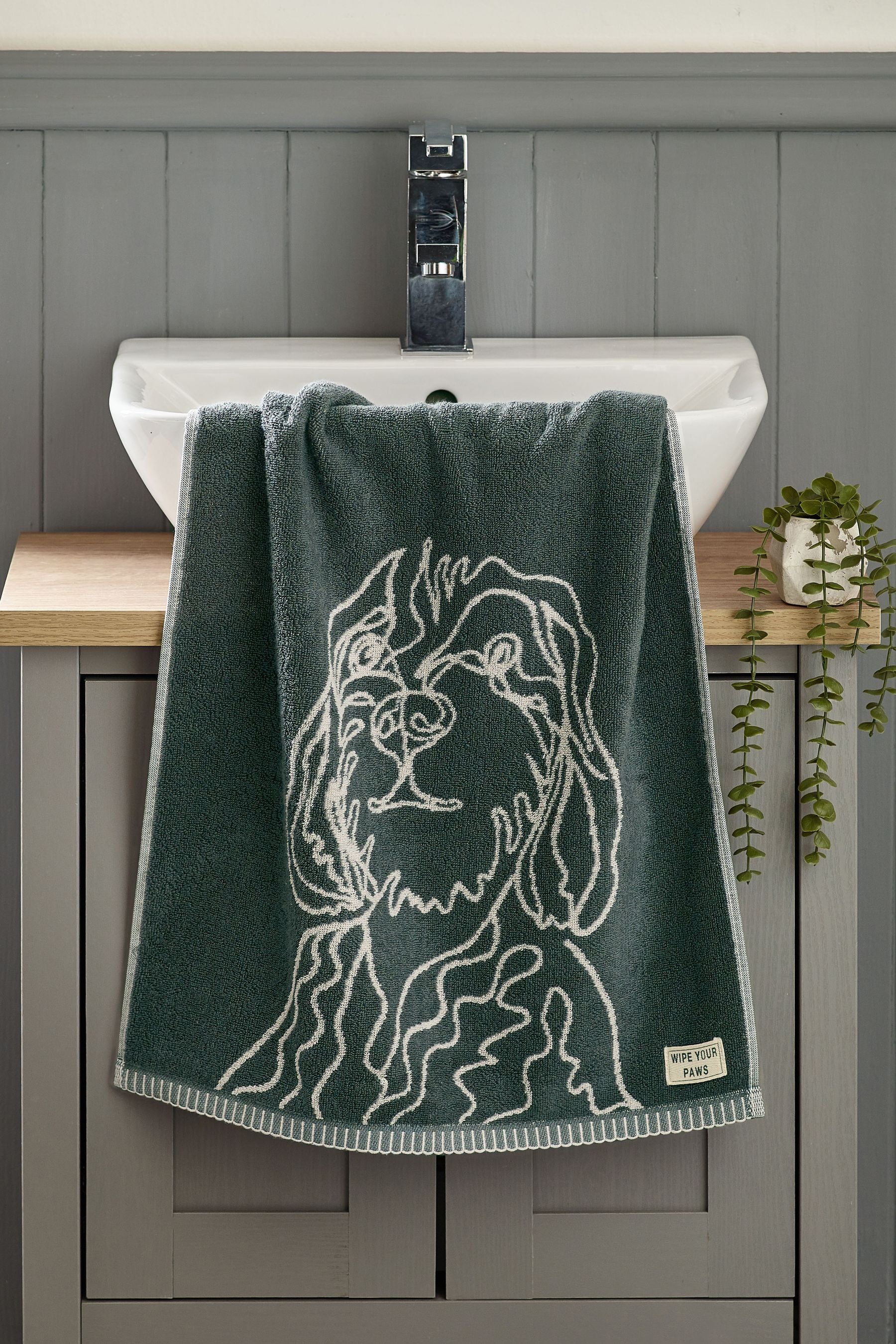 Green Charlie Cockapoo Towel 100% Cotton