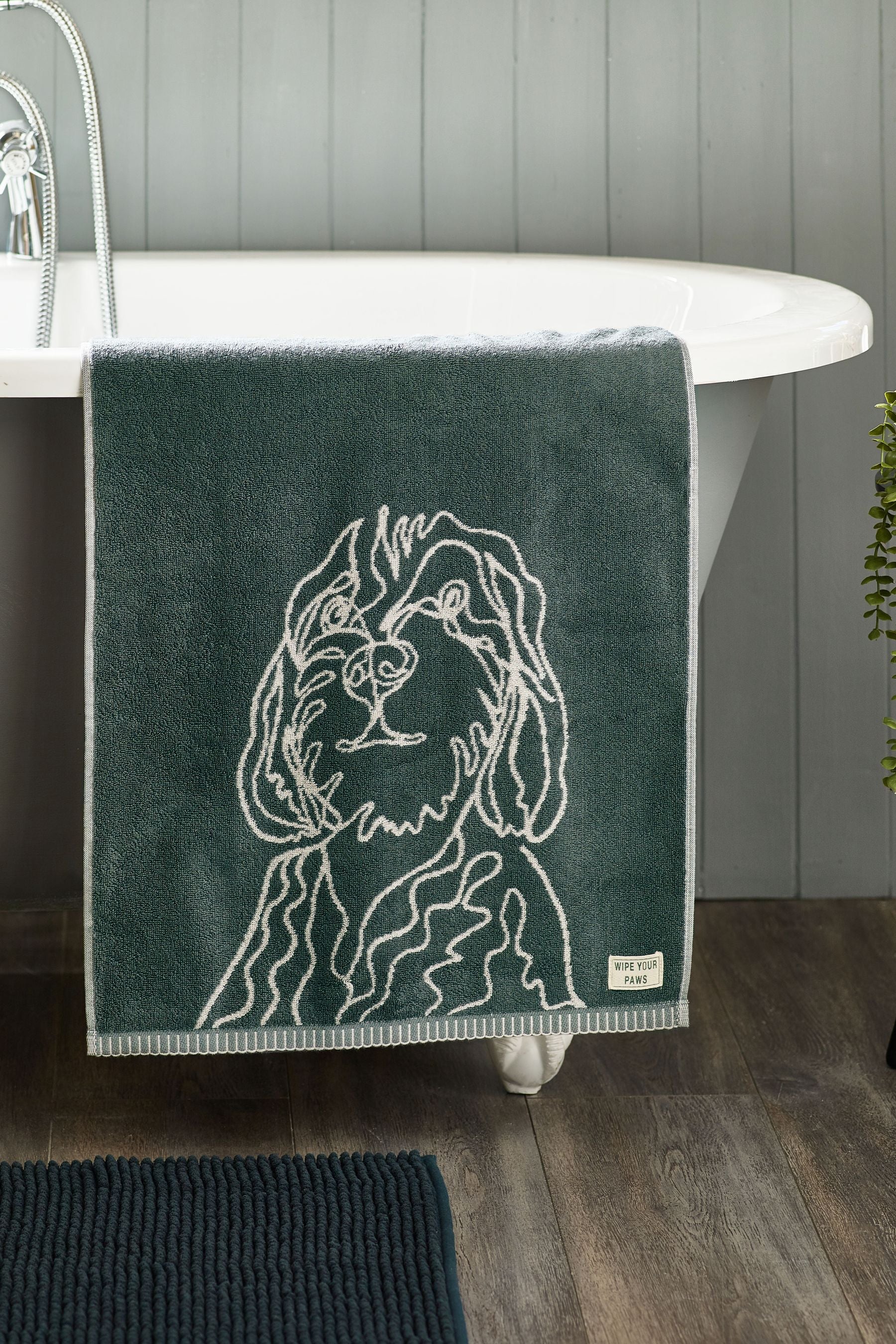 Green Charlie Cockapoo Towel 100% Cotton