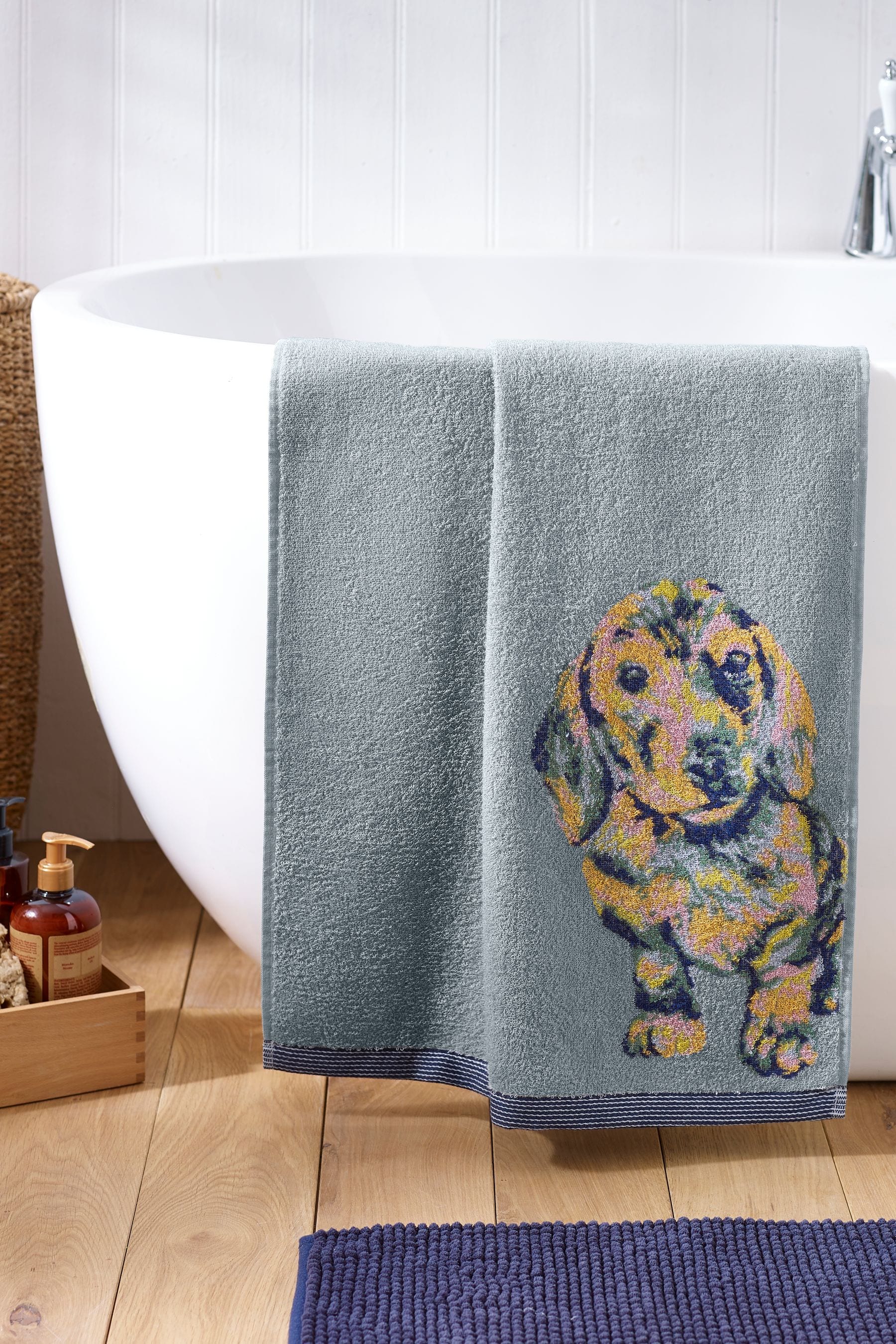 Blue Sausage Dog 100% Cotton Towel