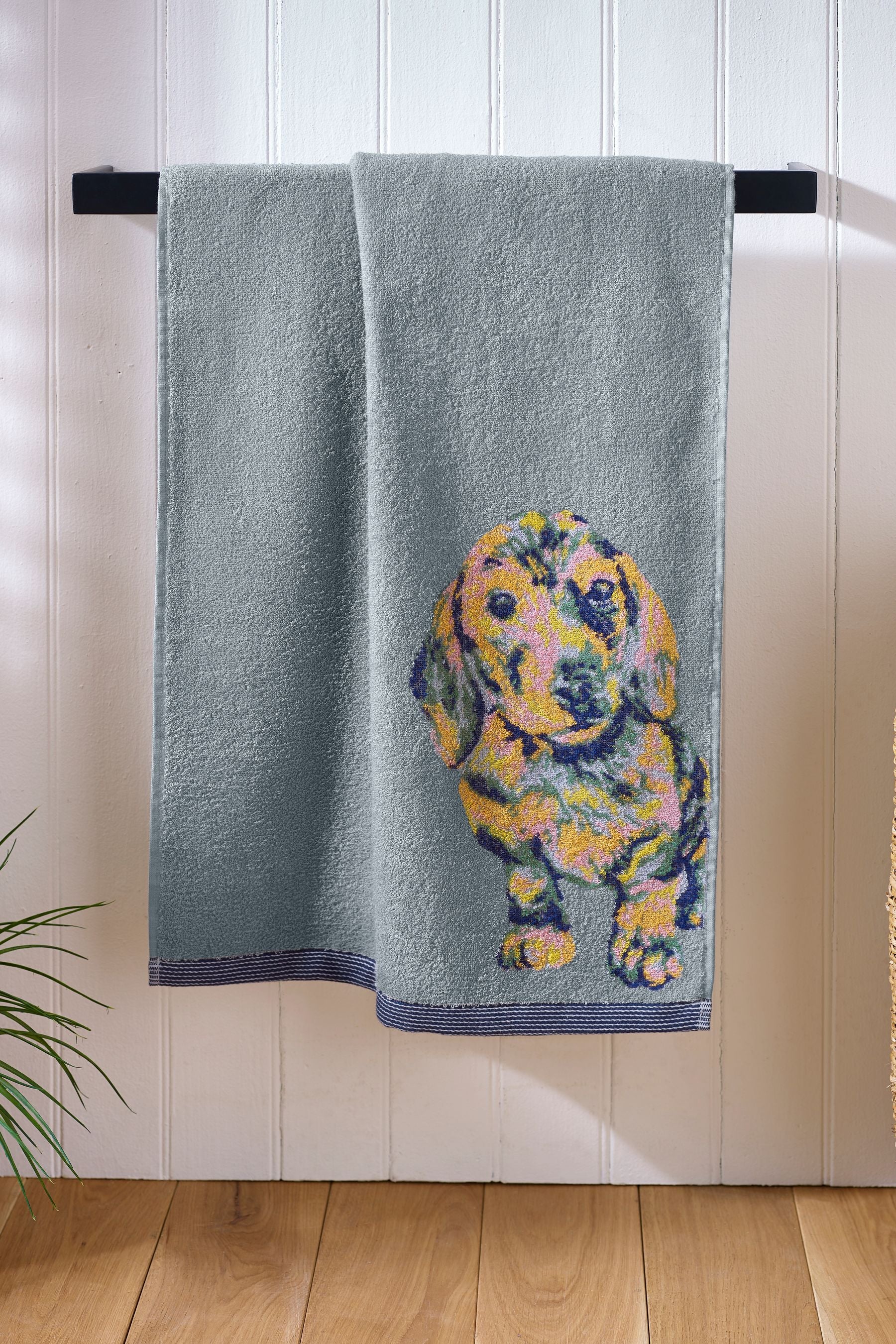 Blue Sausage Dog 100% Cotton Towel