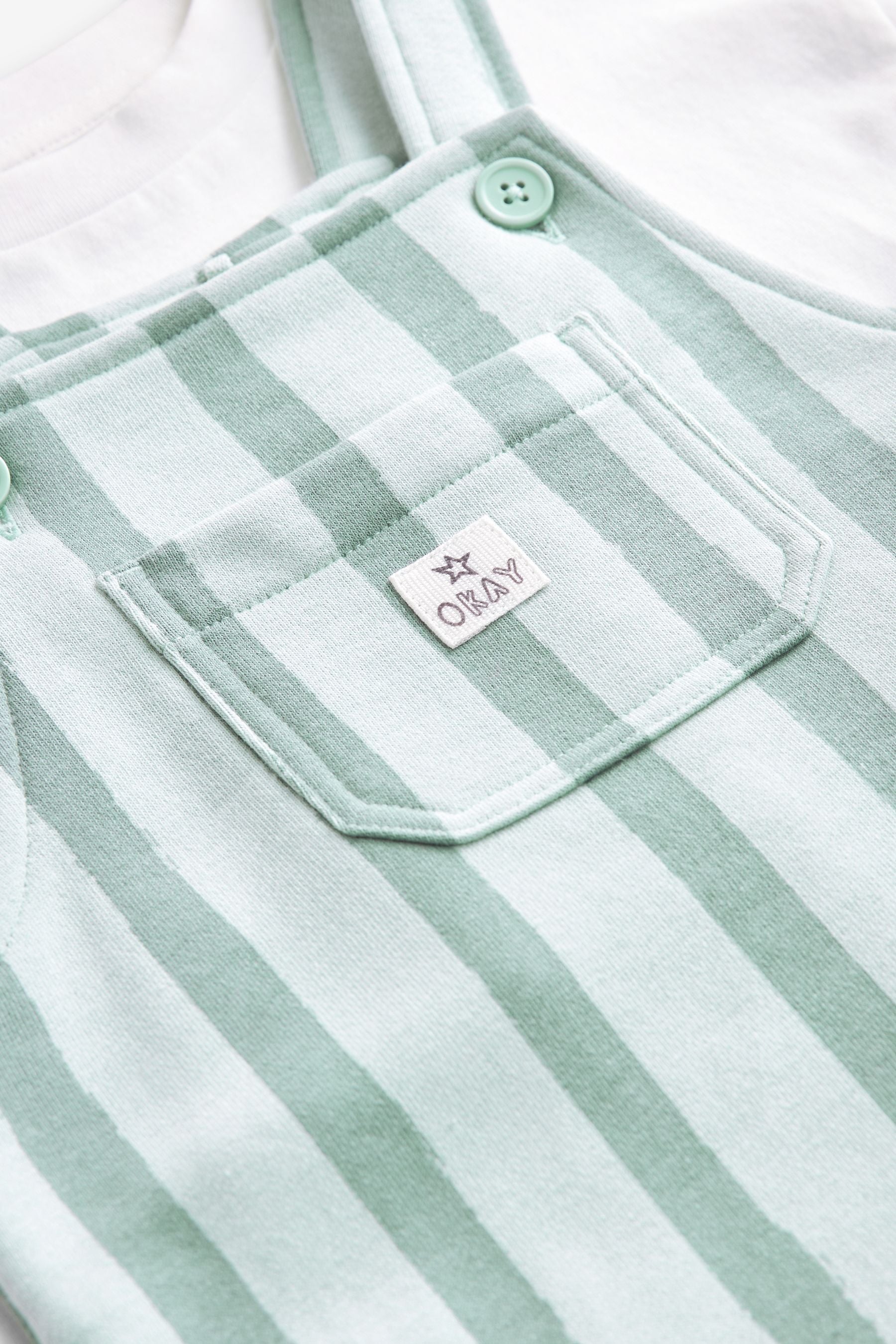 Mineral Green Stripe Dungarees Set (3mths-7yrs)