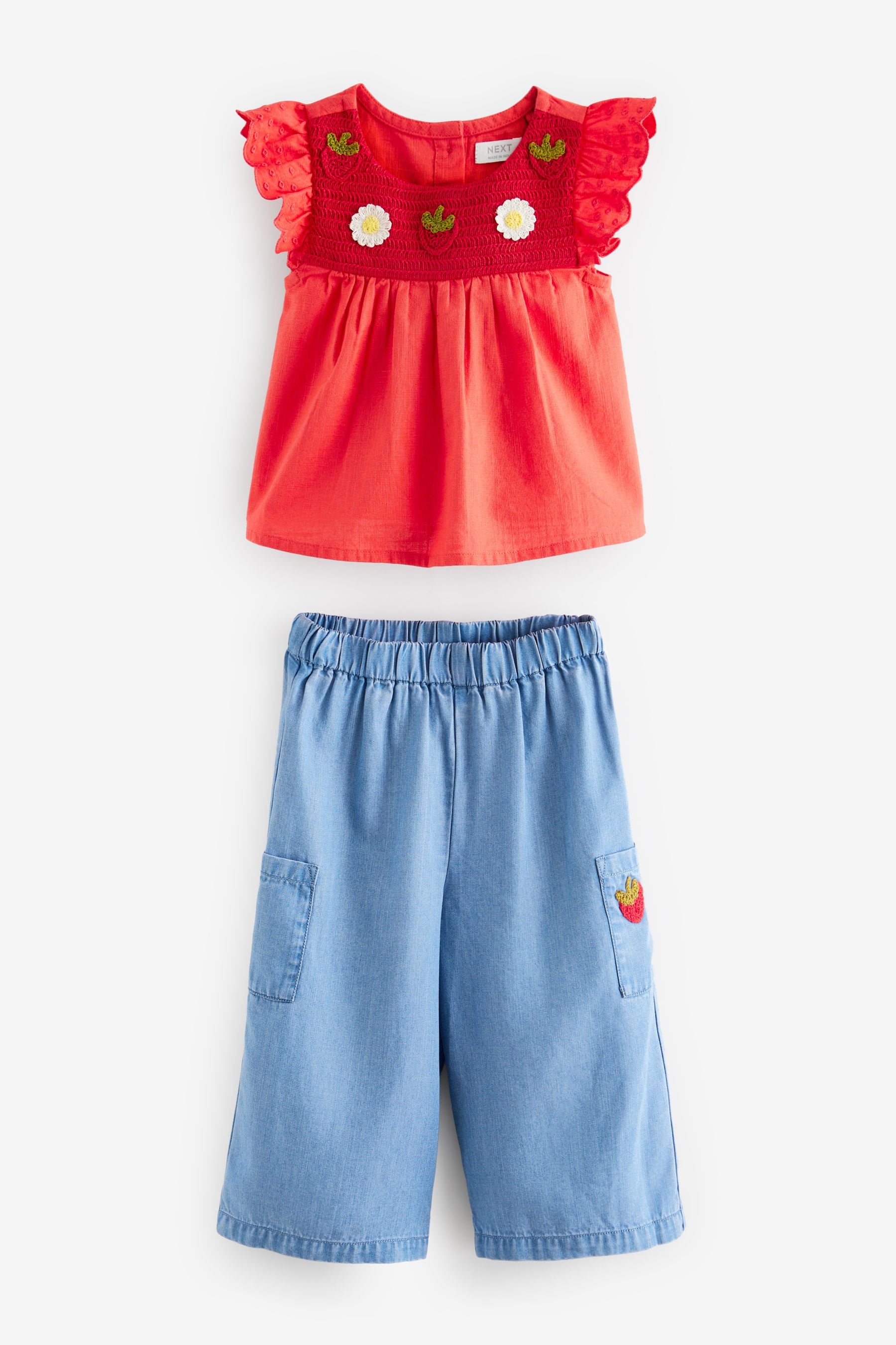 Red Strawberry Blouse and Trousers Set (3mths-7yrs)