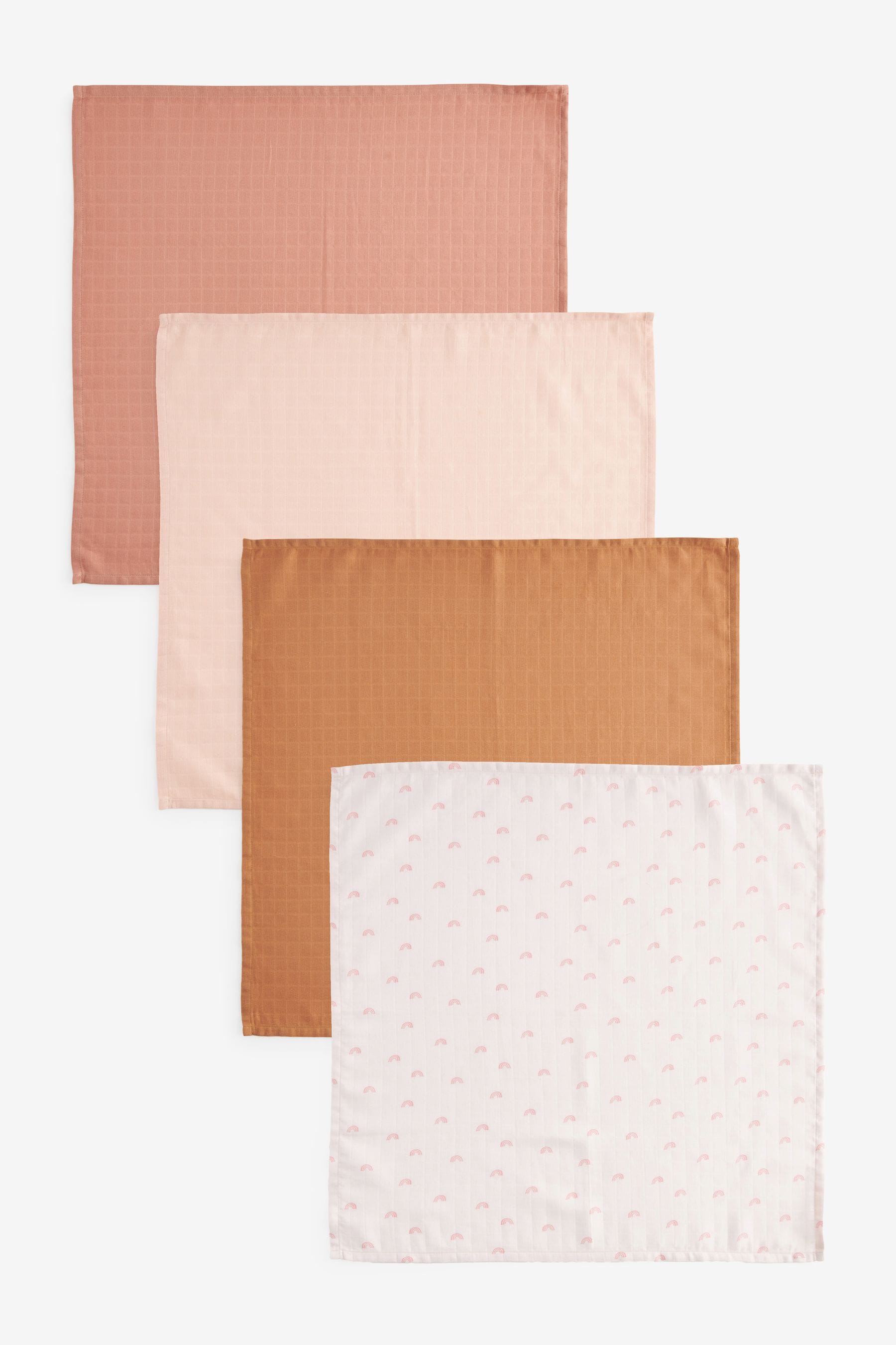 Pink Rainbow Baby Muslin Cloths 4 Packs