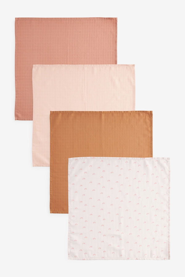 Pink Rainbow Baby Muslin Cloths 4 Packs