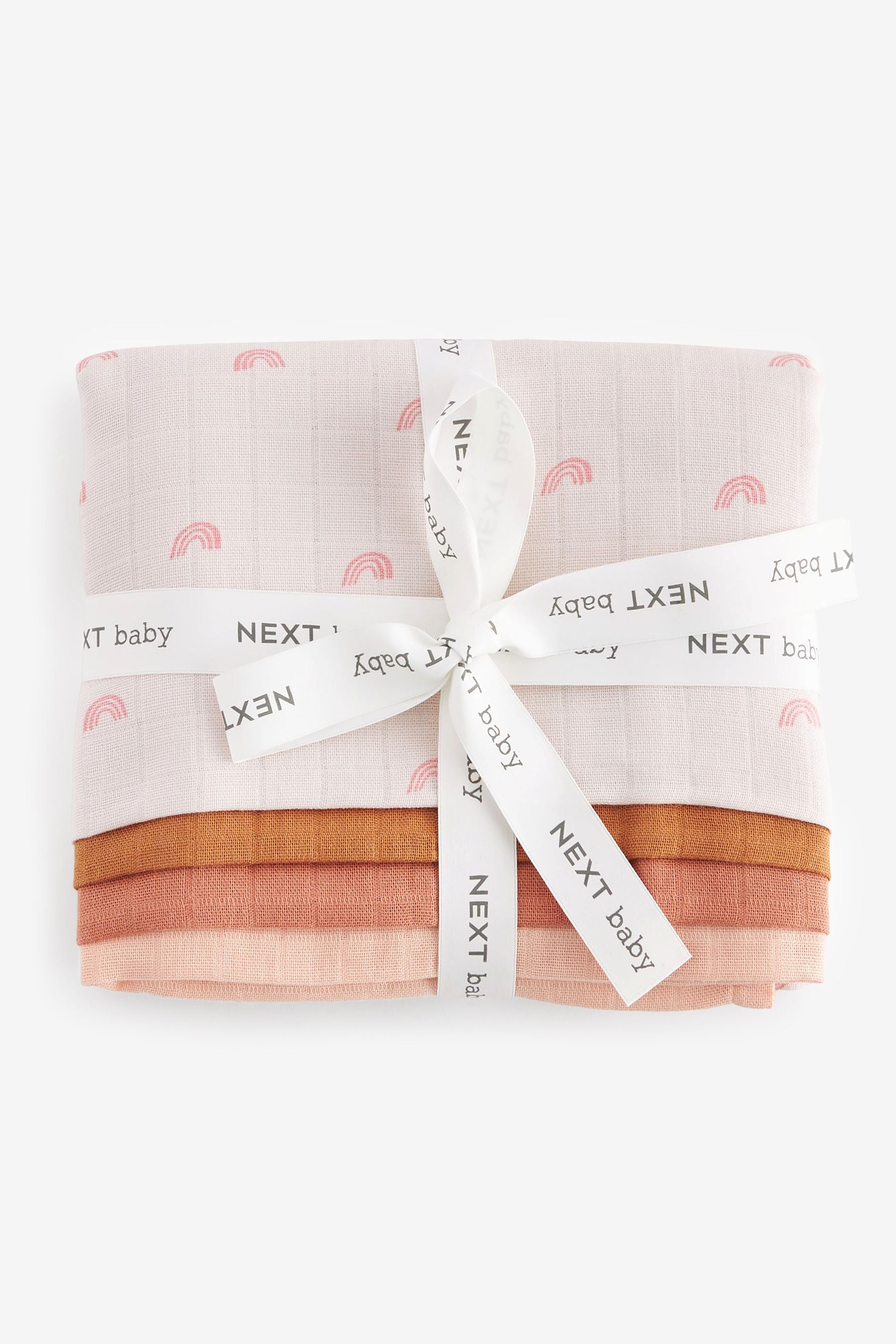 Pink Rainbow Baby Muslin Cloths 4 Packs