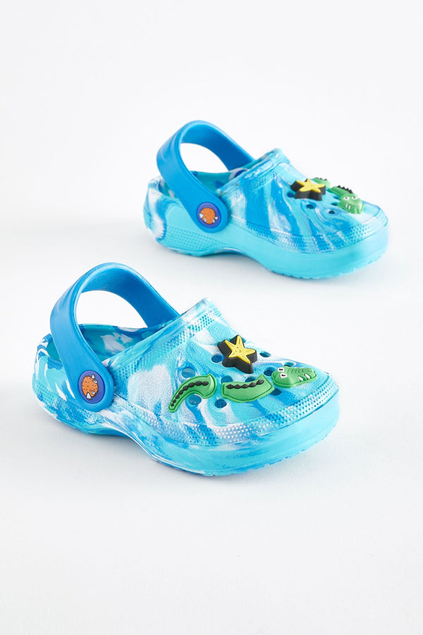 Blue Marble Crocodile Clogs