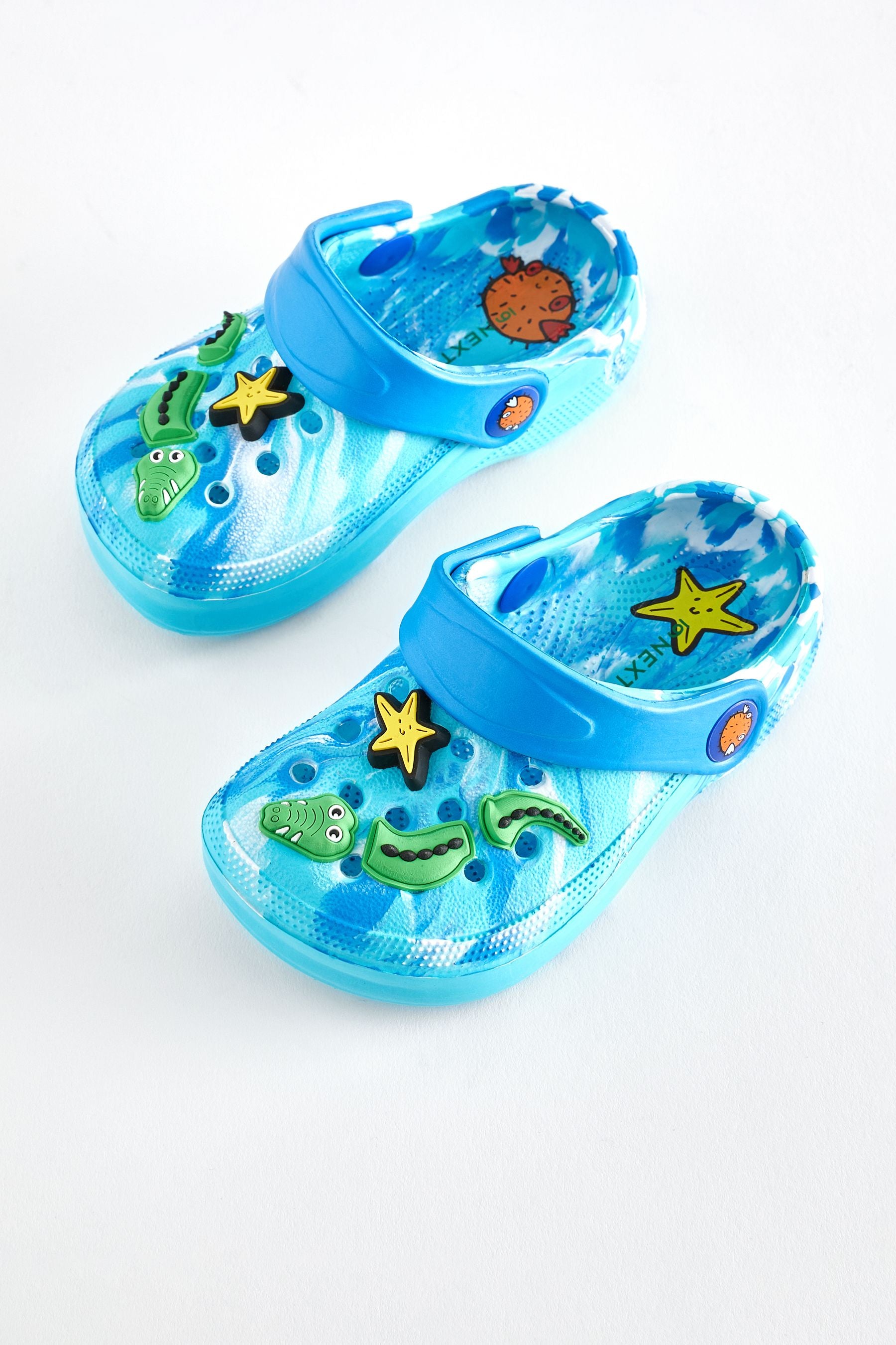 Blue Marble Crocodile Clogs