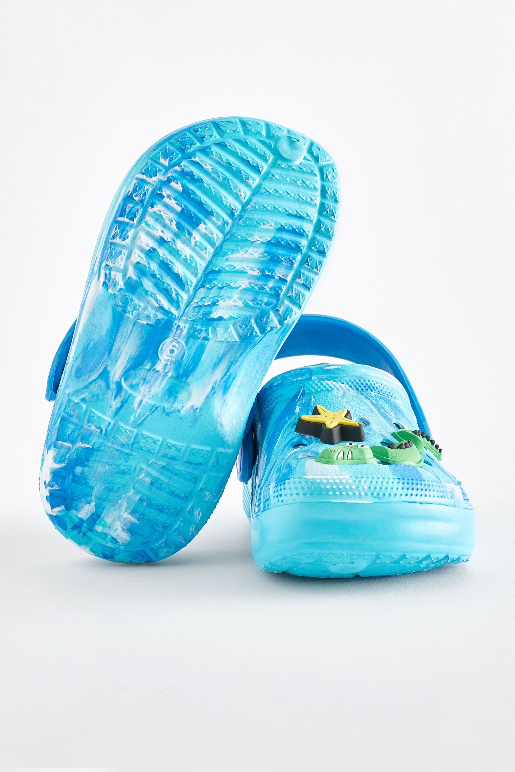 Blue Marble Crocodile Clogs