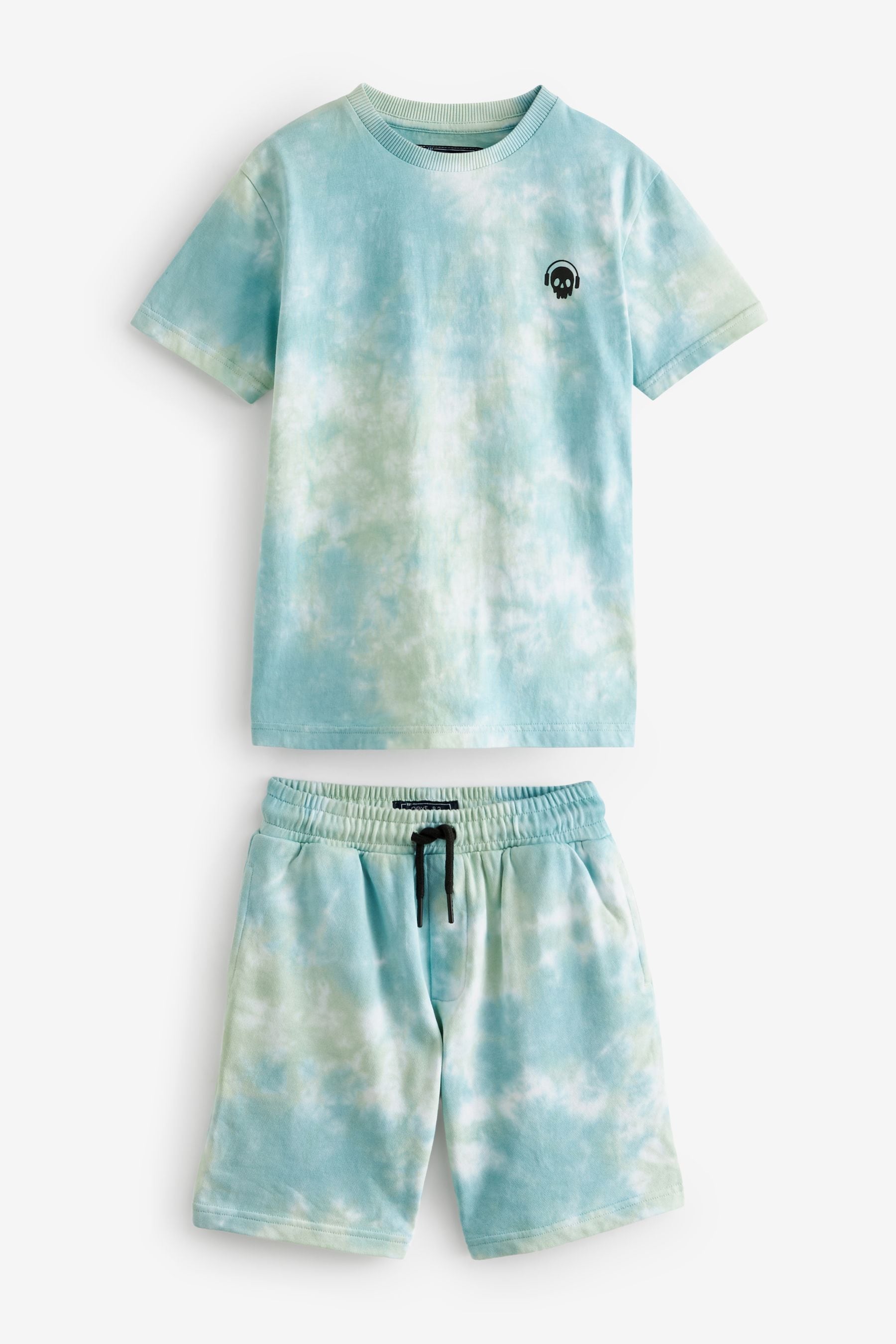 Mineral Green 100% Cotton Tie Dye T-Shirt And Shorts Set (3-16yrs)