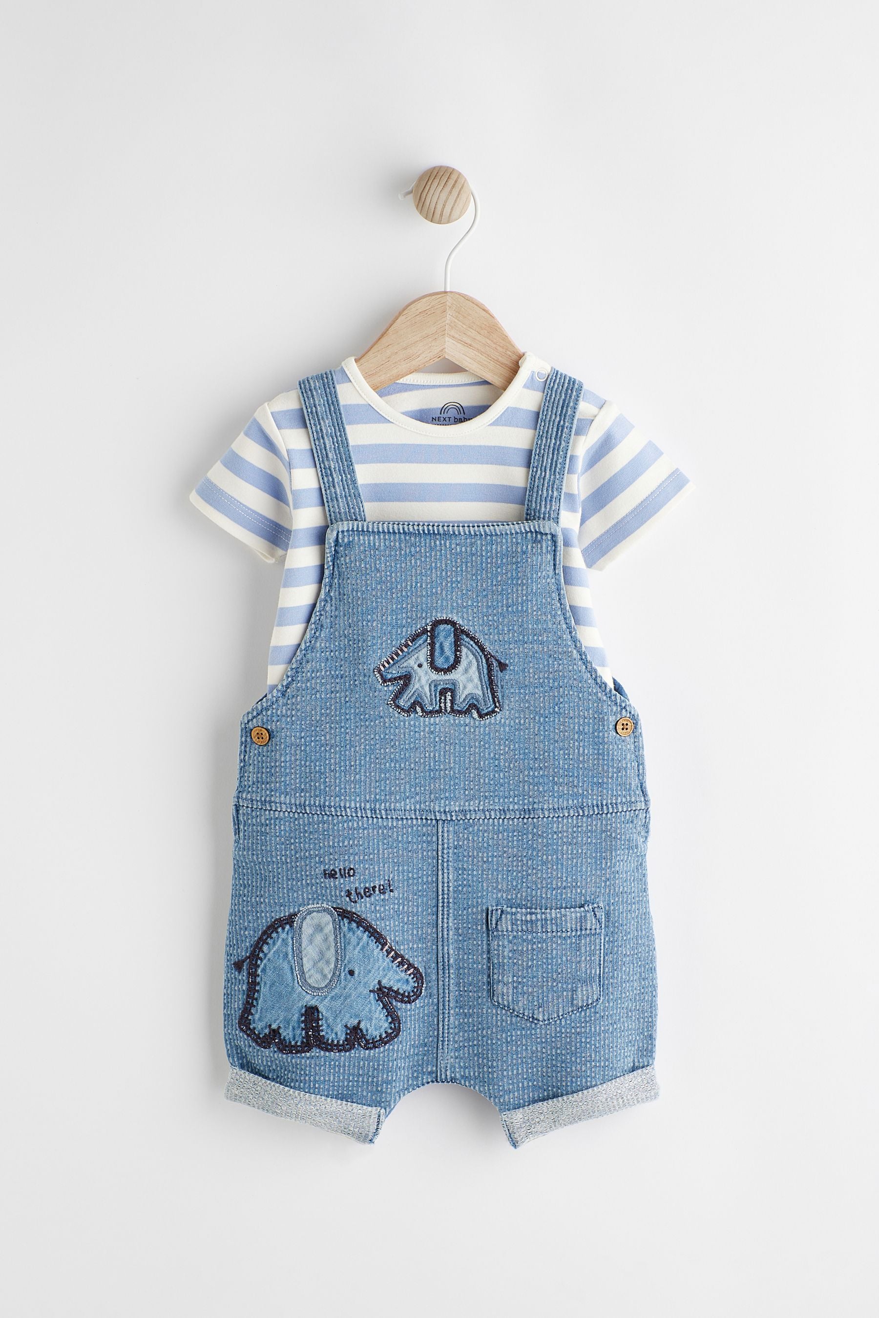 Denim Elephant Baby Dungarees and Bodysuit Set (0mths-2yrs)