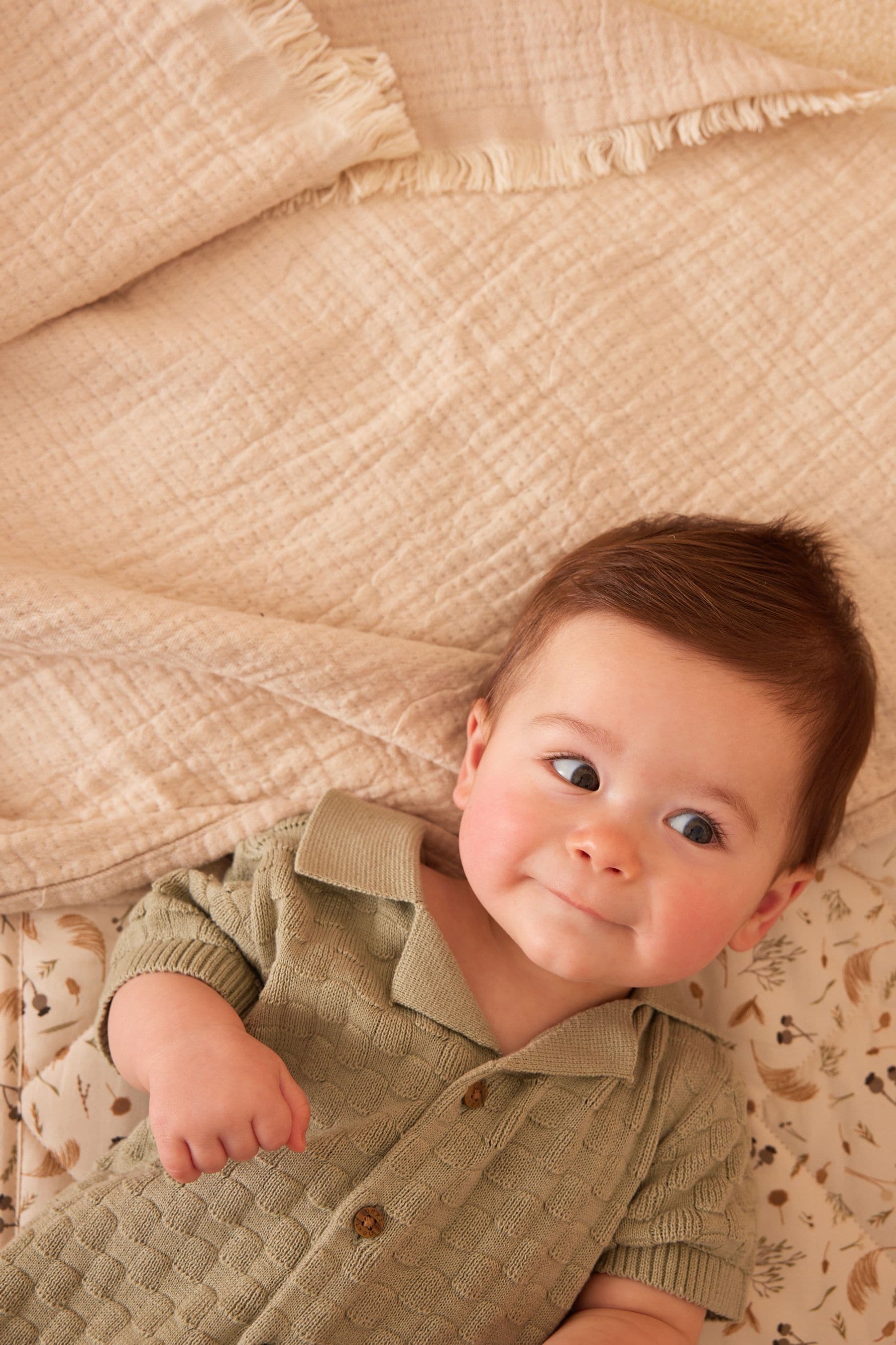 Sage Green Baby Knitted Romper (0mths-2yrs)