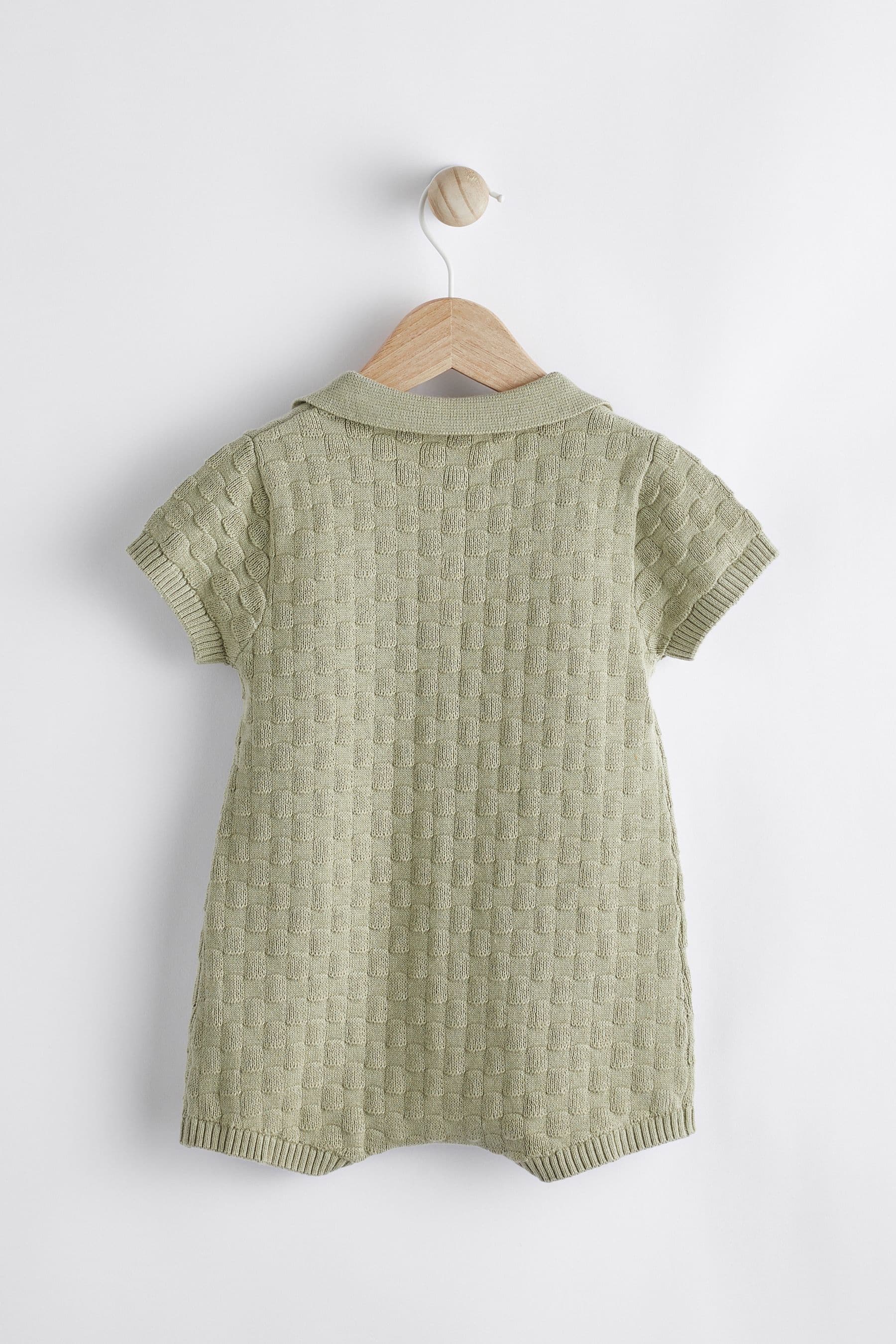 Sage Green Baby Knitted Romper (0mths-2yrs)